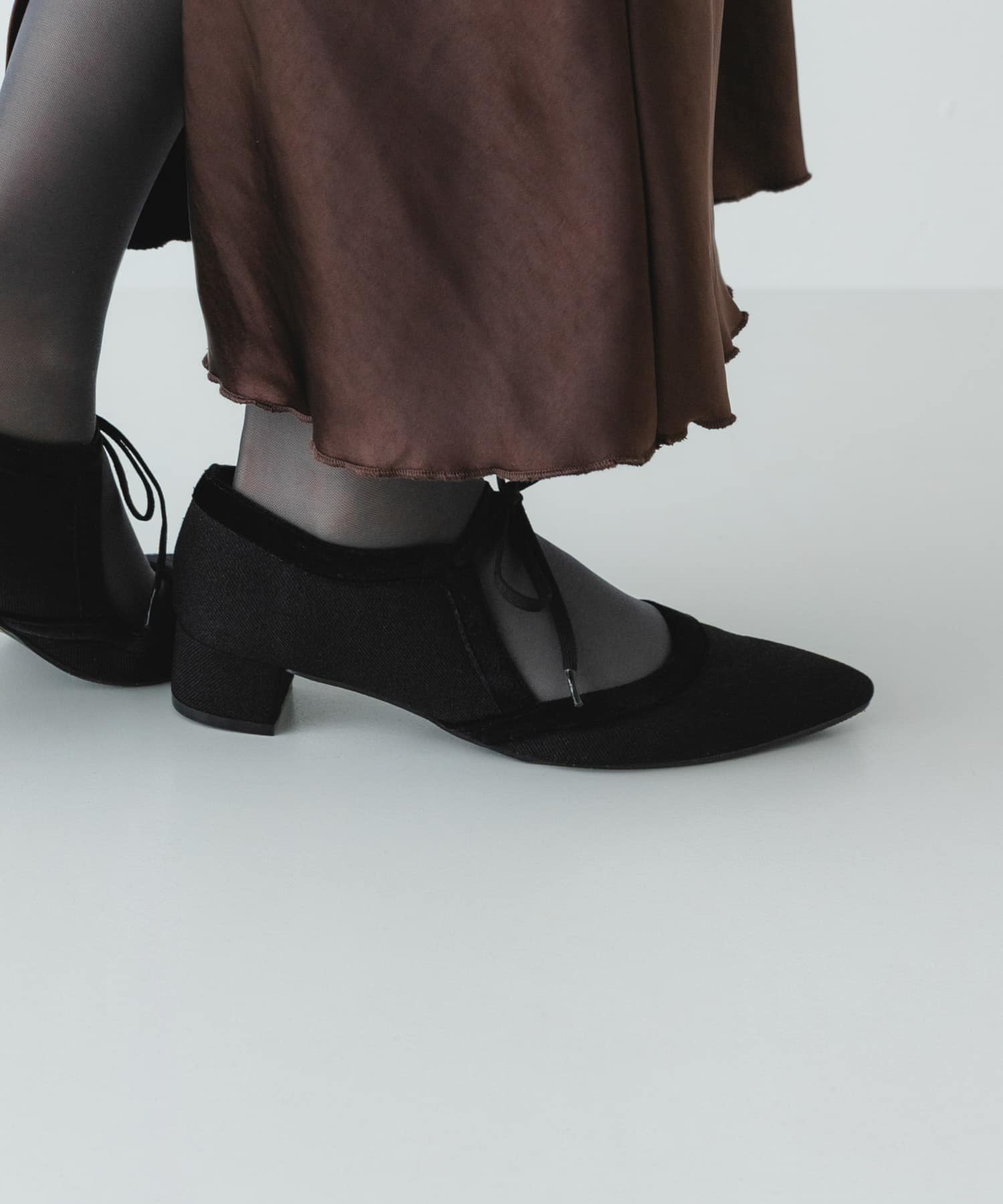 『MADE IN JAPAN』 3センチヒールリボンパンプス BLKxBLK 36