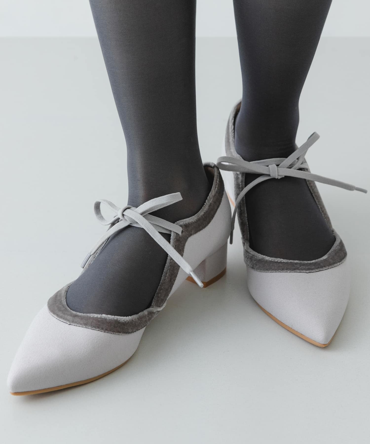 『MADE IN JAPAN』 3センチヒールリボンパンプス GRYxGRY 36
