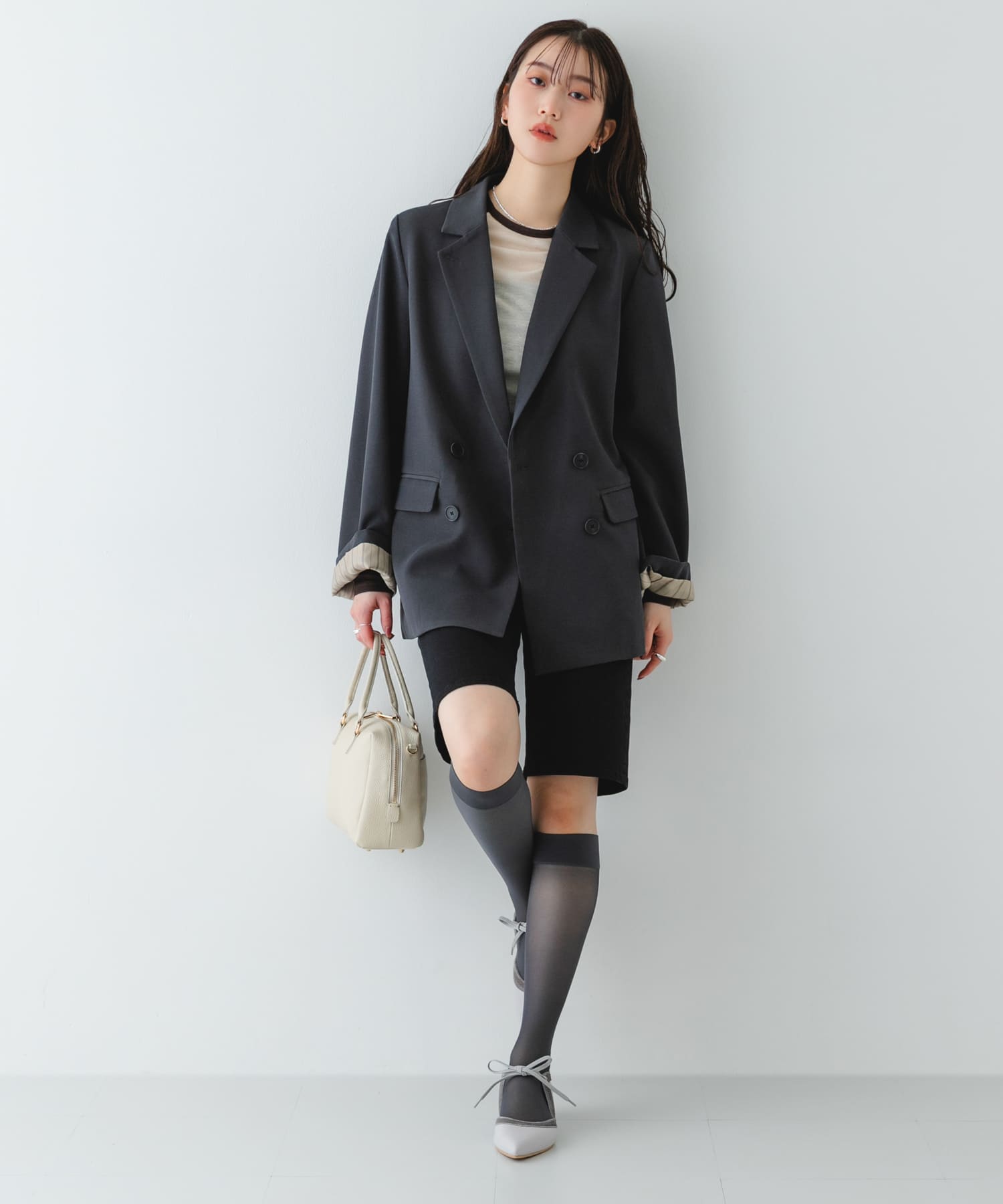 『MADE IN JAPAN』 3センチヒールリボンパンプス GRYxGRY 36