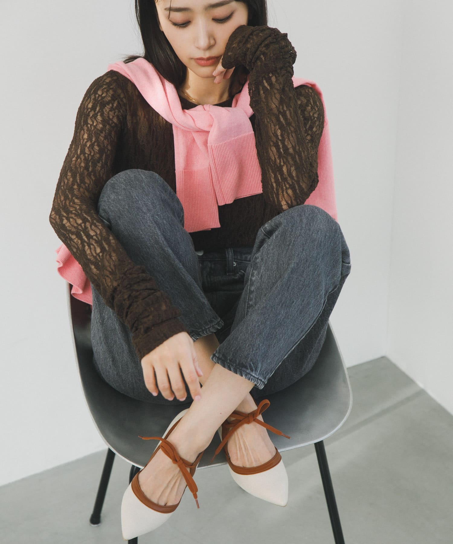 『別注』AJUGA.×RODE SKO　『MADE IN JAPAN』チャンキーヒールリボンパンプス OFFxCAMEL 36