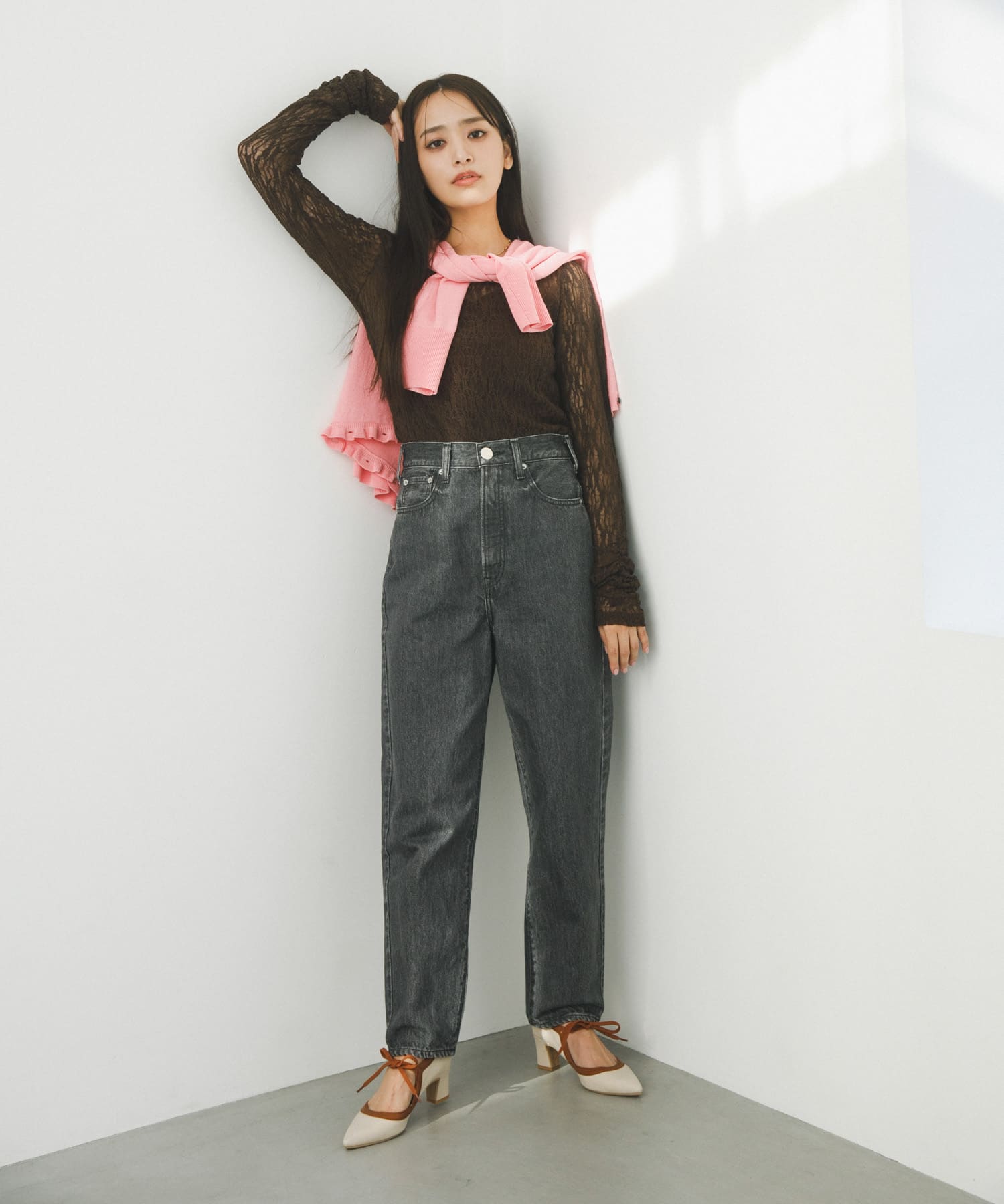 『別注』AJUGA.×RODE SKO　『MADE IN JAPAN』チャンキーヒールリボンパンプス OFFxCAMEL 36