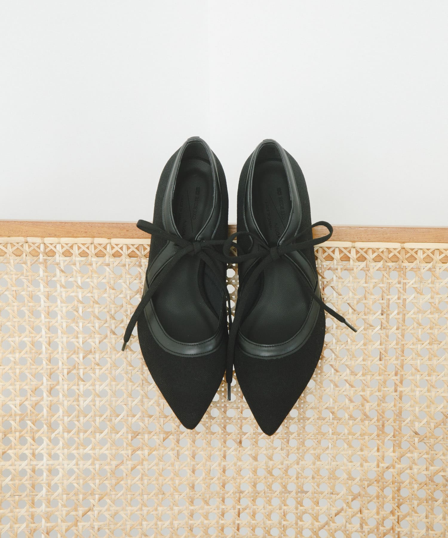 『別注』AJUGA.×RODE SKO　『MADE IN JAPAN』チャンキーヒールリボンパンプス BLKxBLK 36