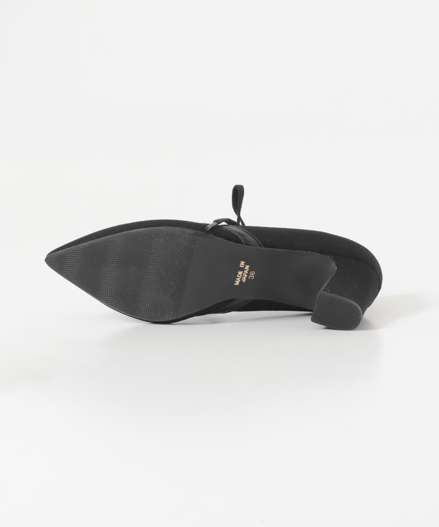 『別注』AJUGA.×RODE SKO　『MADE IN JAPAN』チャンキーヒールリボンパンプス BLKxBLK 36