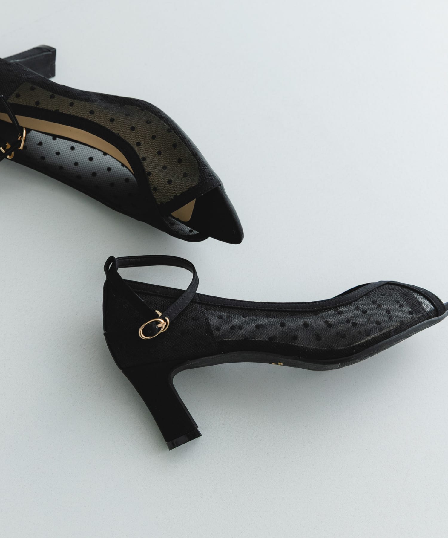 『MADE IN JAPAN』6センチチャンキーヒールシアーパンプス BLACK 36