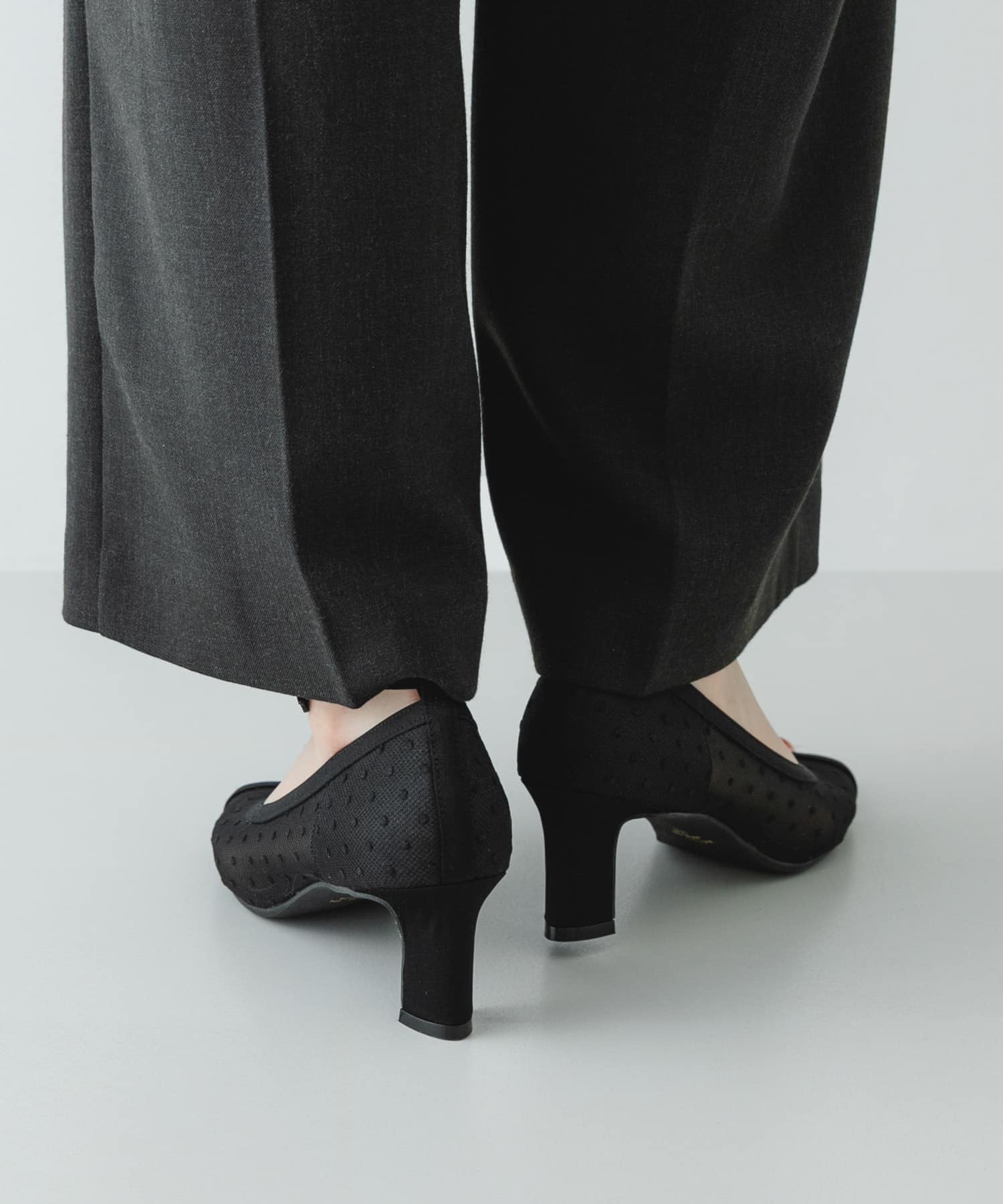 『MADE IN JAPAN』6センチチャンキーヒールシアーパンプス BLACK 36