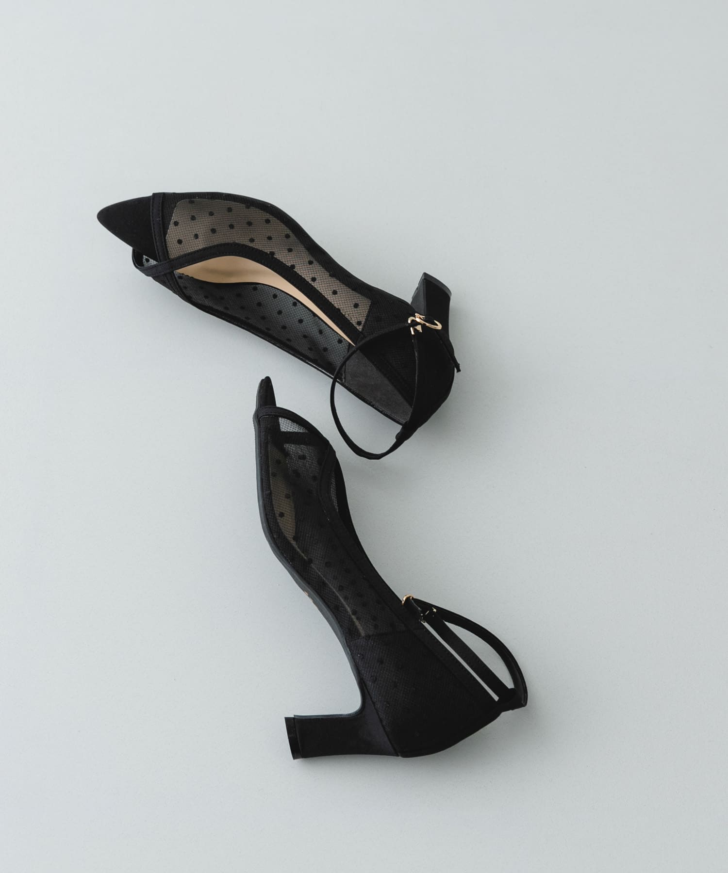 『MADE IN JAPAN』6センチチャンキーヒールシアーパンプス BLACK 36