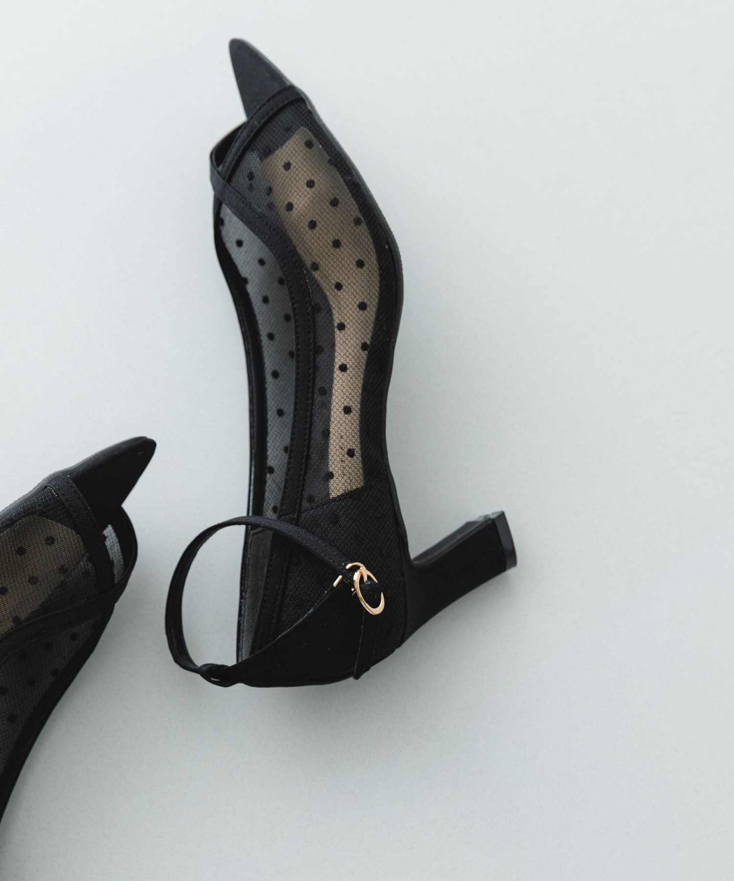 『MADE IN JAPAN』6センチチャンキーヒールシアーパンプス BLACK 36