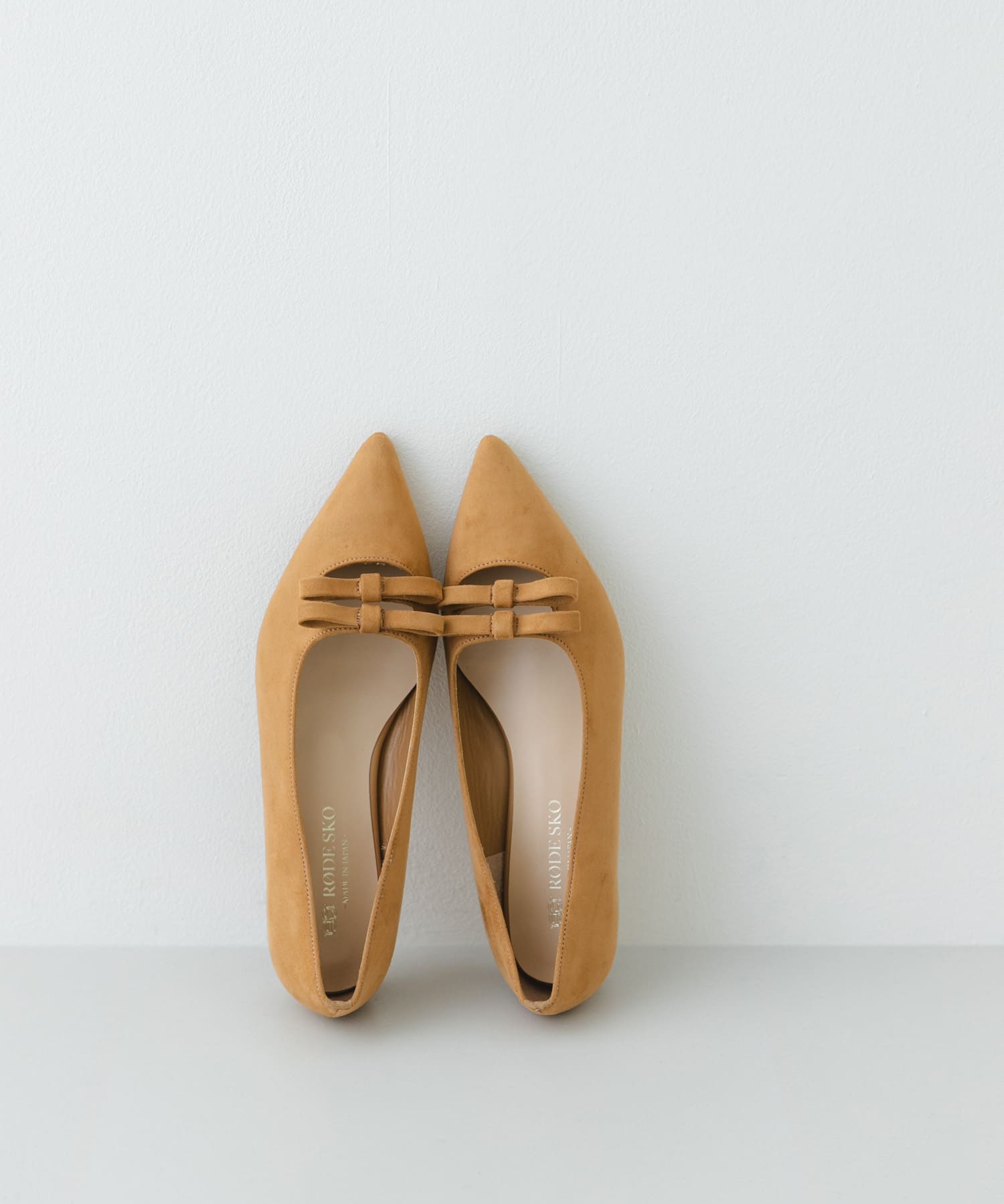 『MADE IN JAPAN』 ダブルリボンフラットパンプス CAMEL 36
