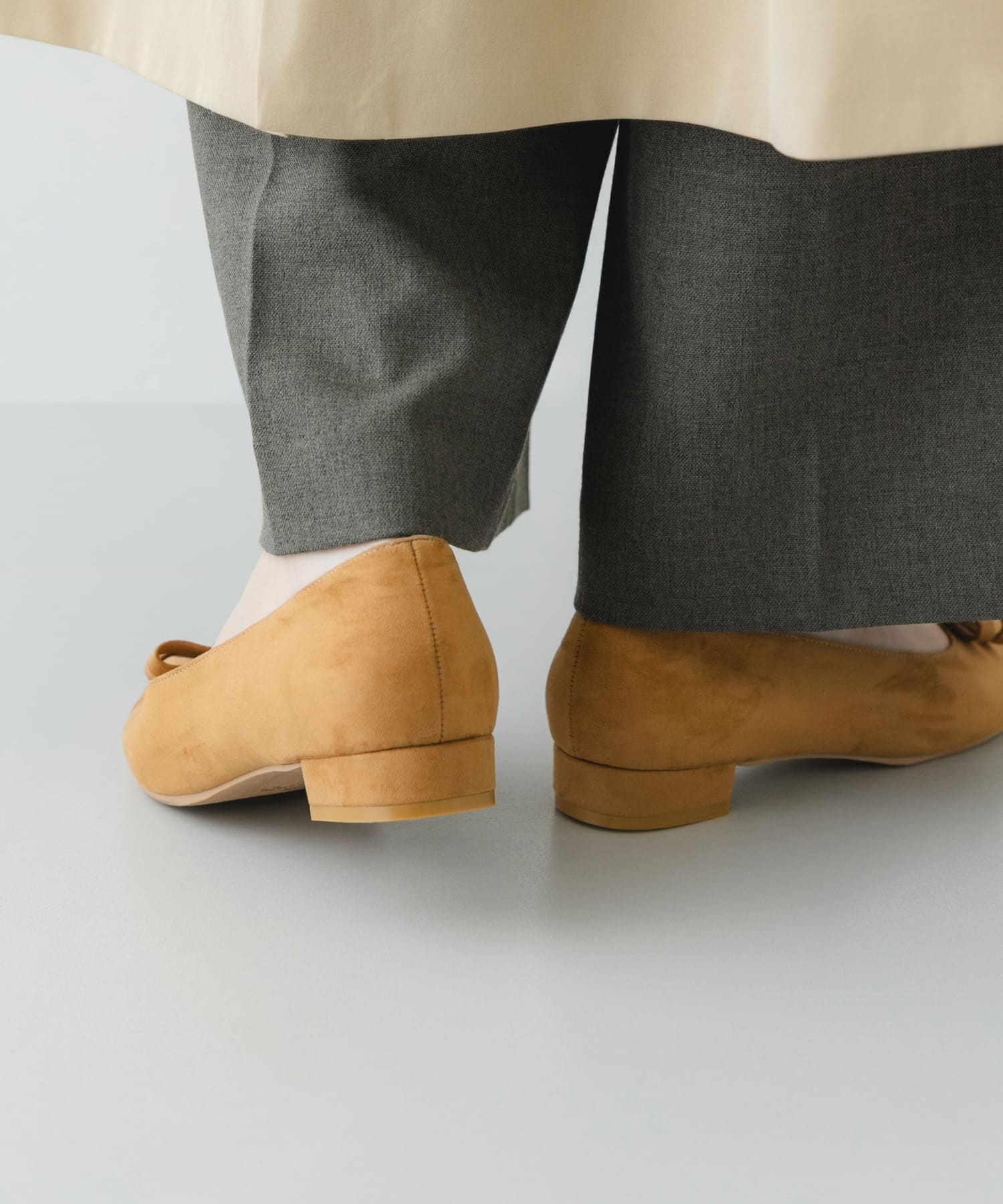 『MADE IN JAPAN』 ダブルリボンフラットパンプス CAMEL 36