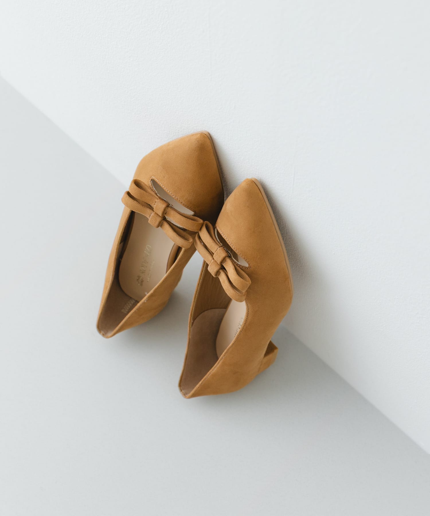 『MADE IN JAPAN』 ダブルリボンフラットパンプス CAMEL 36