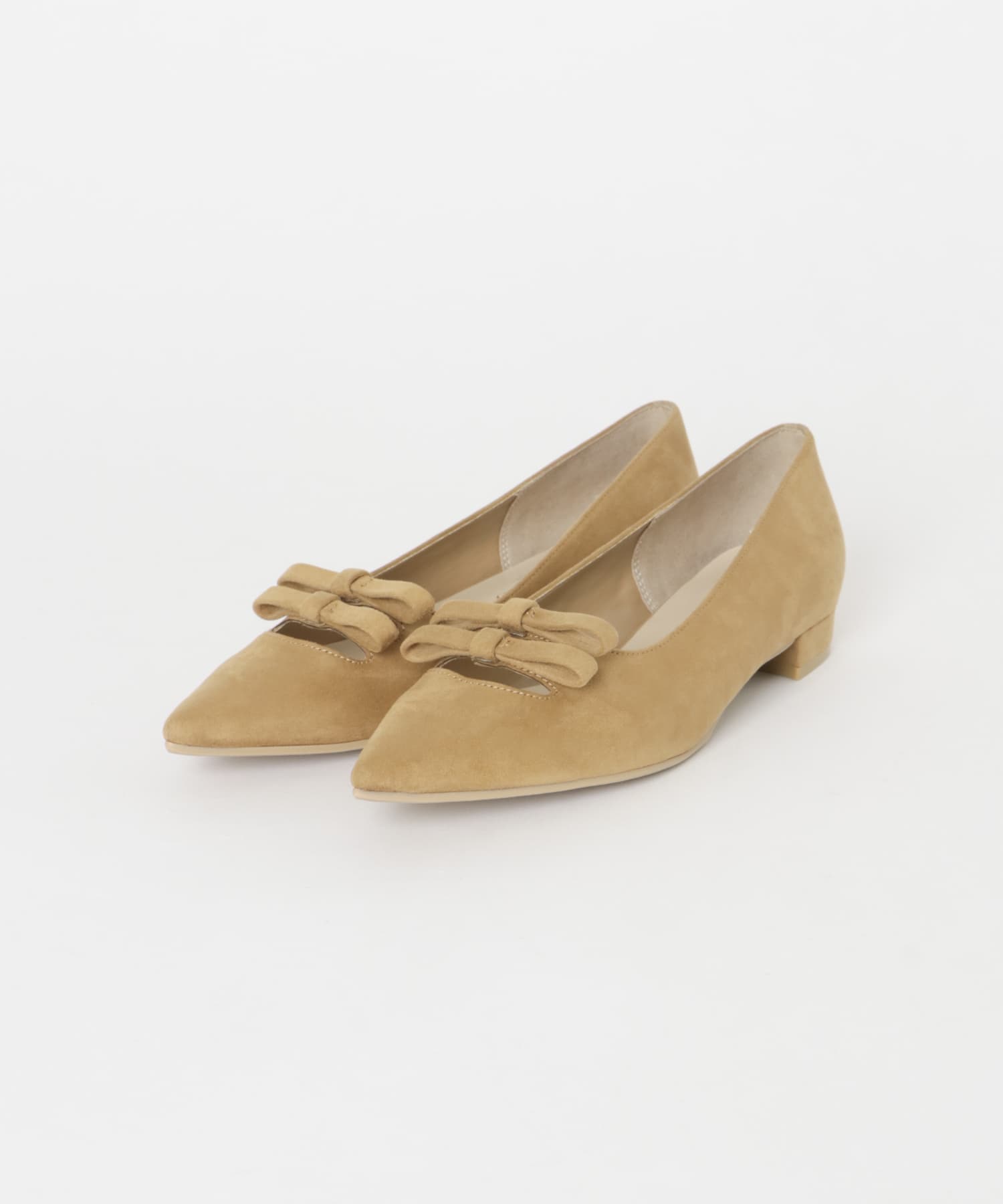 『MADE IN JAPAN』 ダブルリボンフラットパンプス CAMEL 36