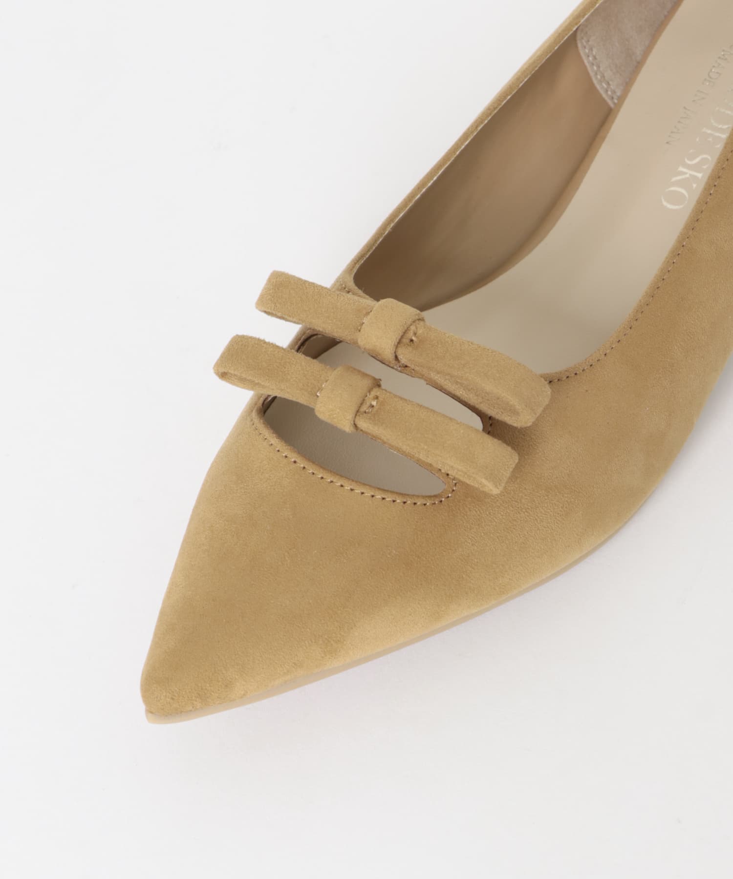 『MADE IN JAPAN』 ダブルリボンフラットパンプス CAMEL 36