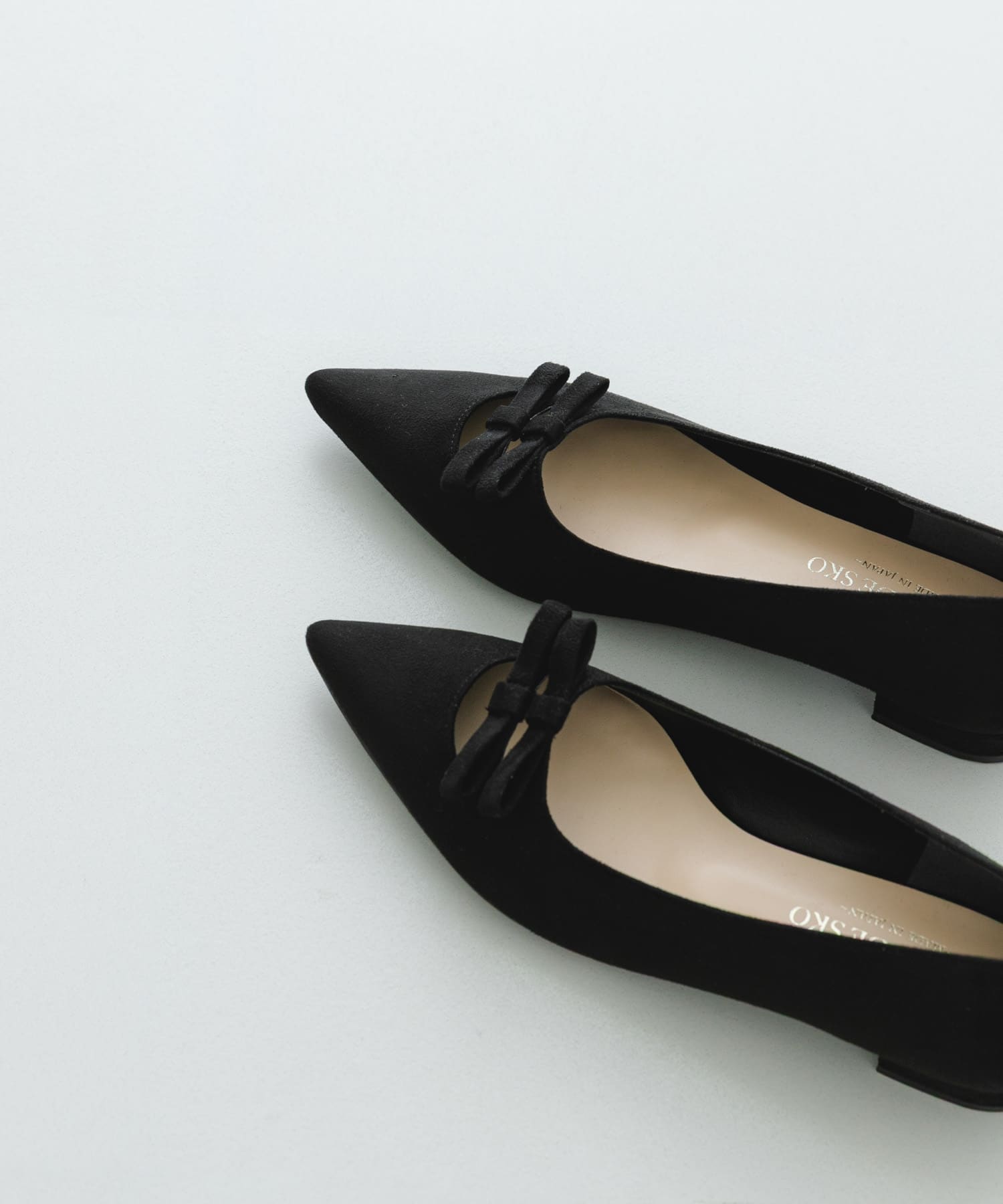 『MADE IN JAPAN』 ダブルリボンフラットパンプス BLACK 36