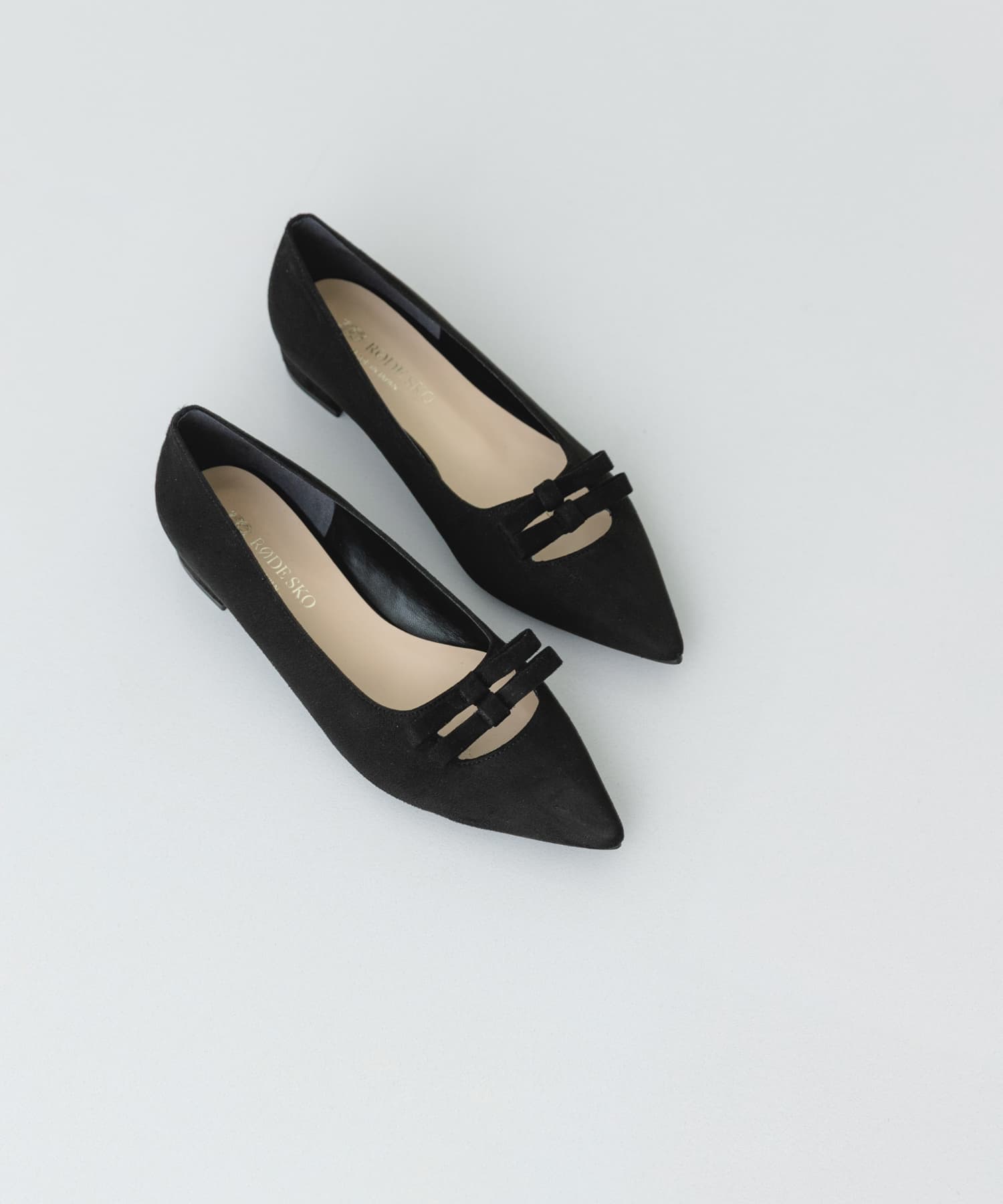 『MADE IN JAPAN』 ダブルリボンフラットパンプス BLACK 36