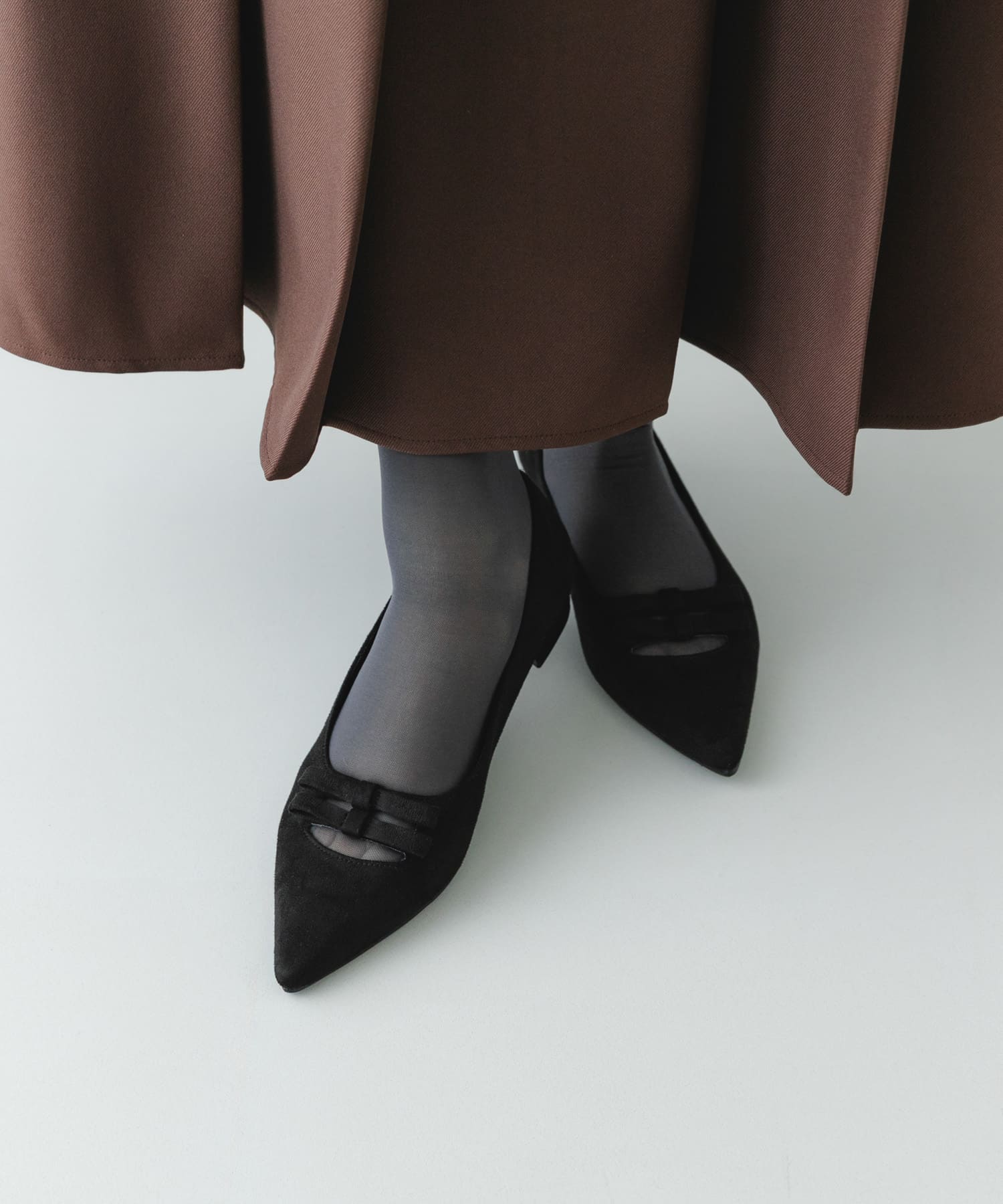 『MADE IN JAPAN』 ダブルリボンフラットパンプス BLACK 36