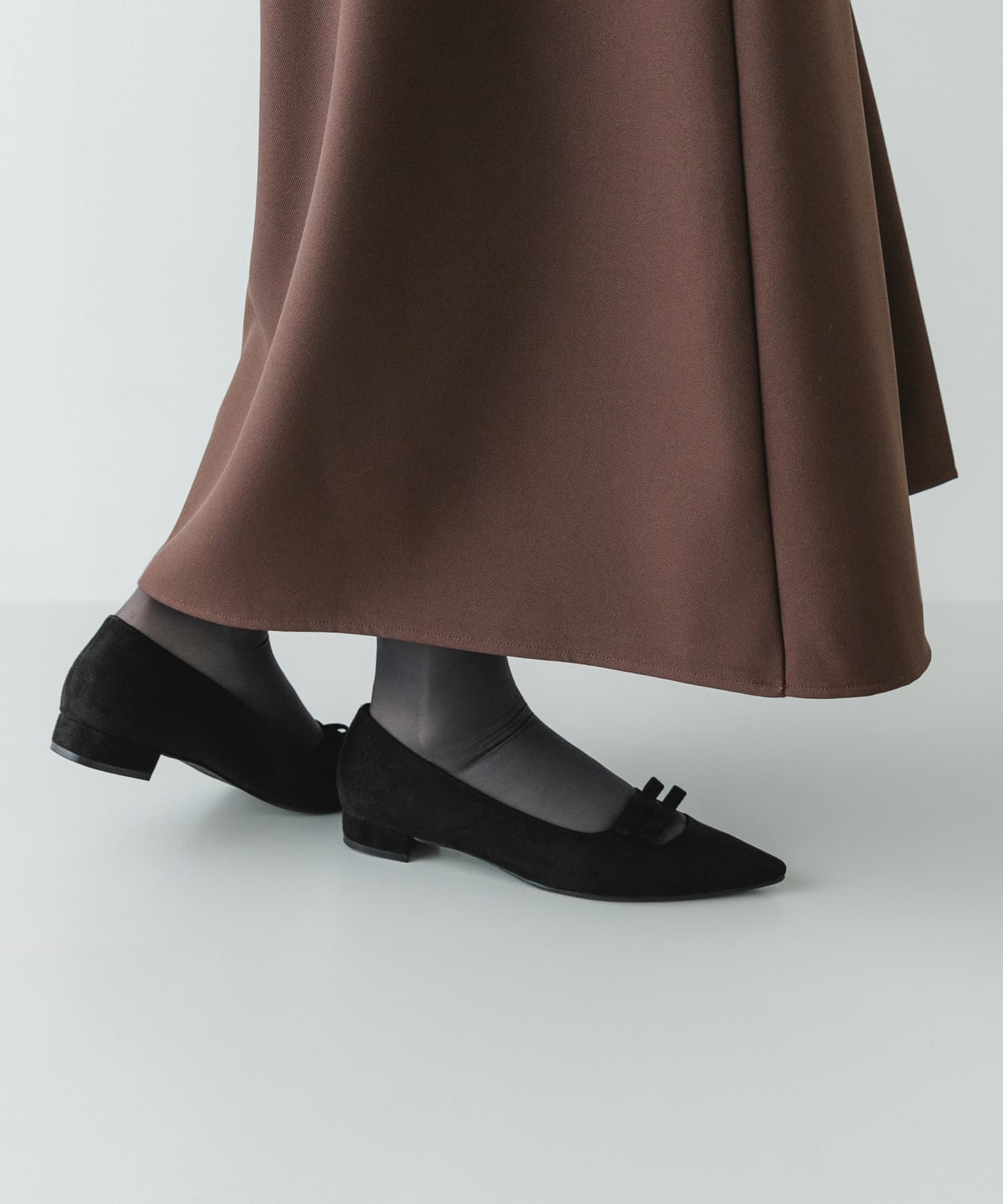 『MADE IN JAPAN』 ダブルリボンフラットパンプス BLACK 36