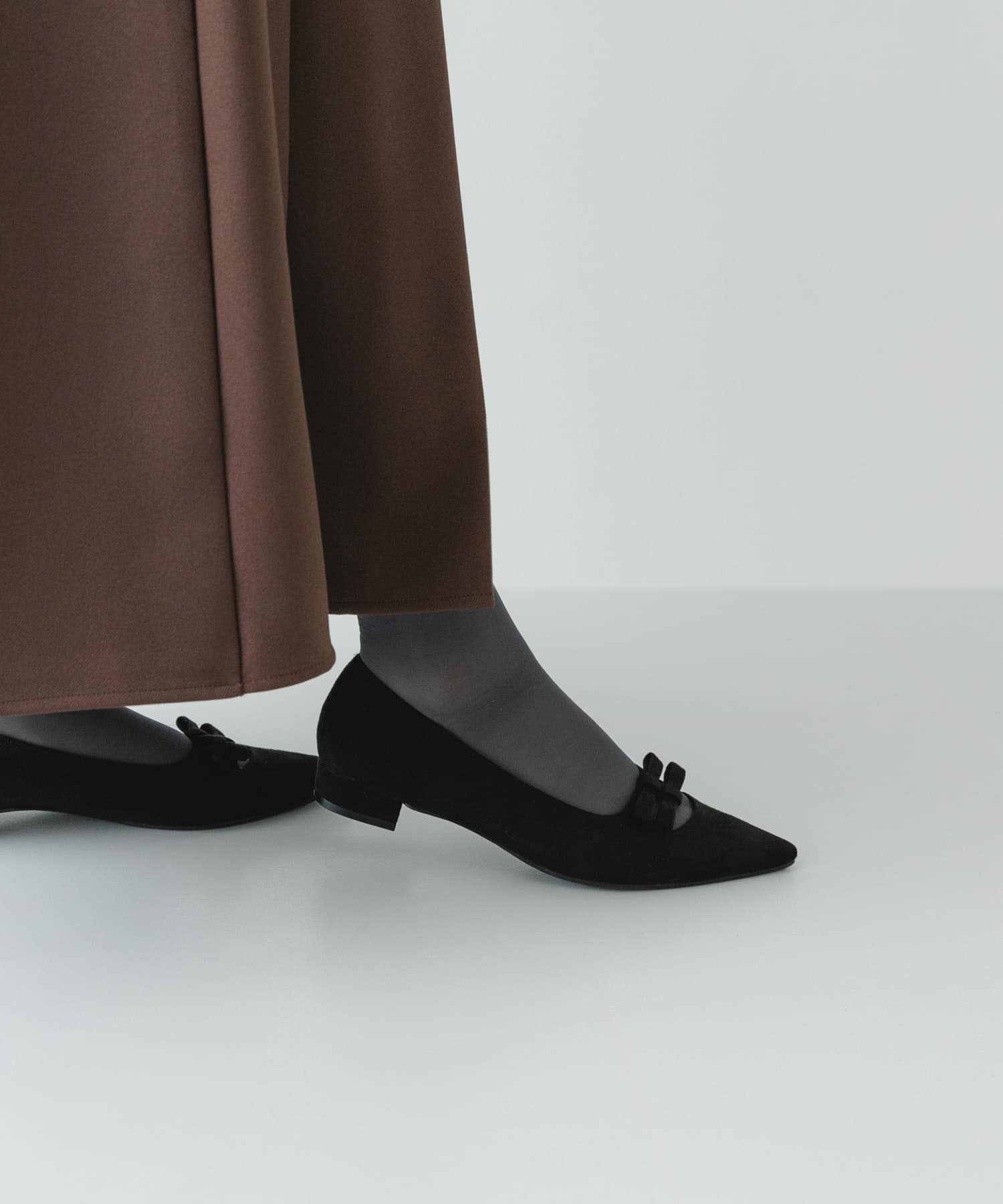 『MADE IN JAPAN』 ダブルリボンフラットパンプス BLACK 37