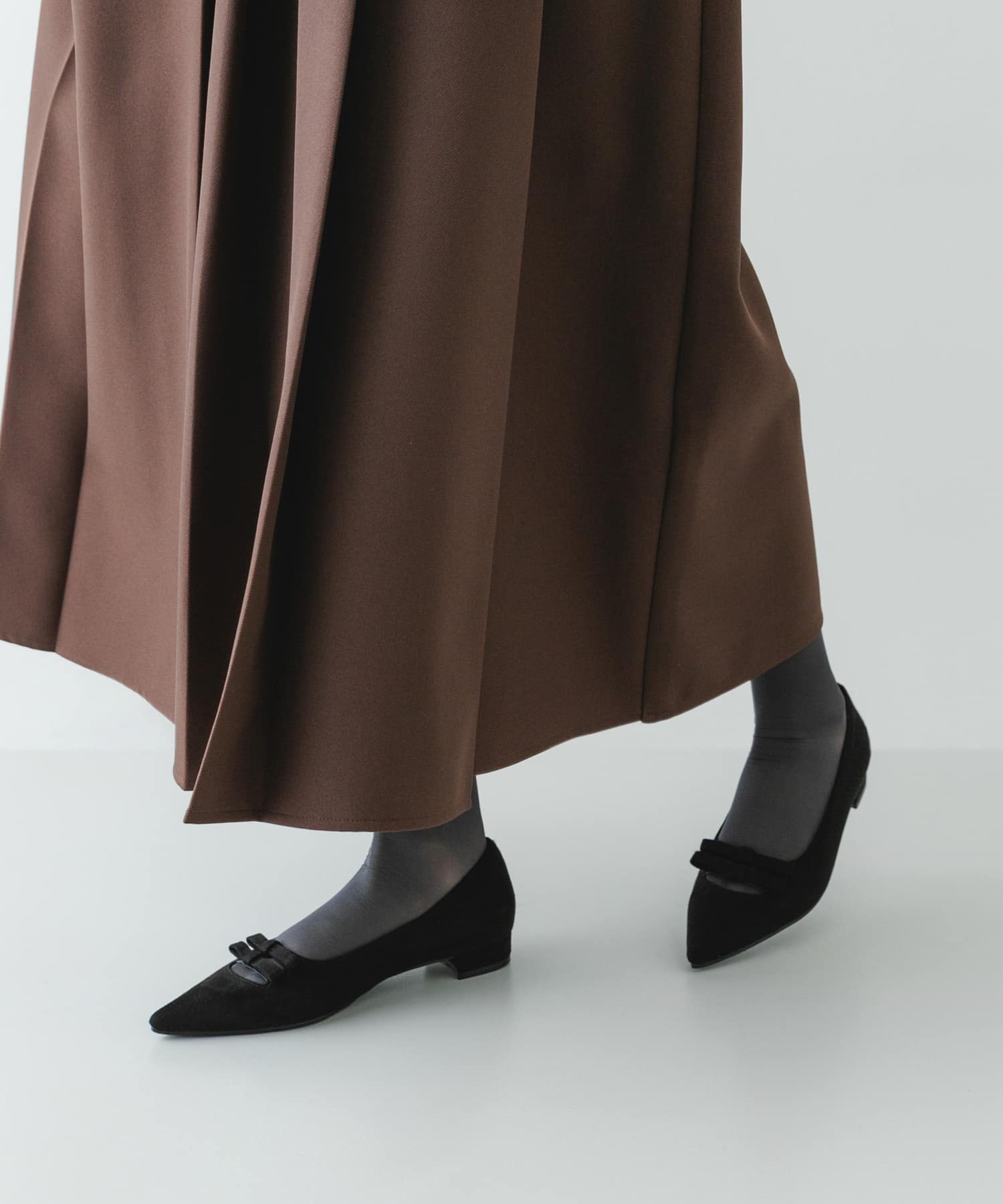 『MADE IN JAPAN』 ダブルリボンフラットパンプス BLACK 37