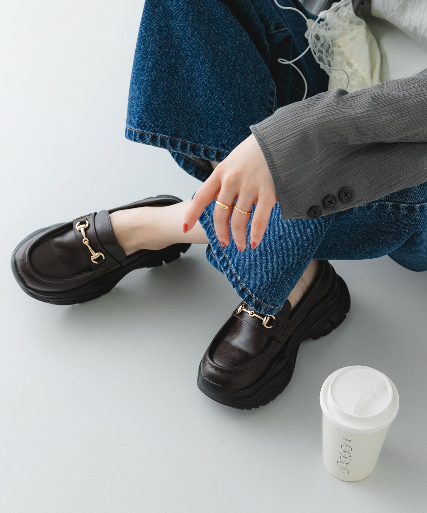 ボリュームソールビットローファー BROWN 36