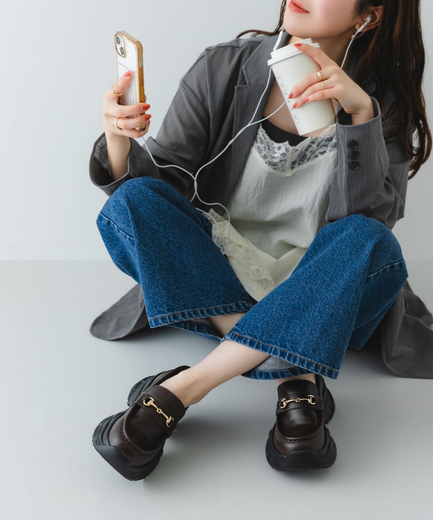 ボリュームソールビットローファー BROWN 36