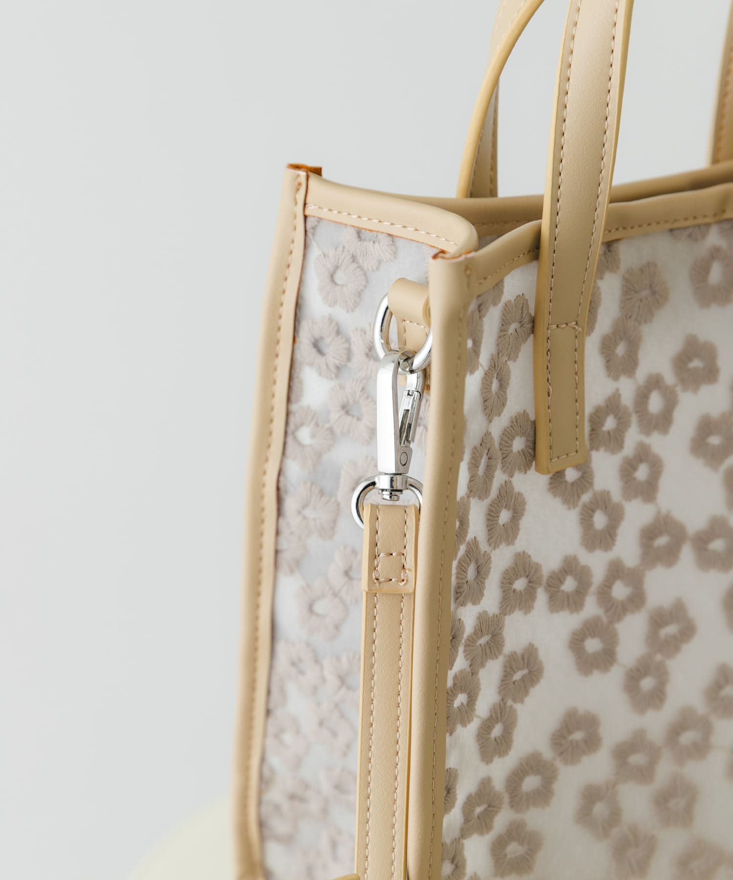 フラワーシアー2WAYハンドバッグ BEIGE One