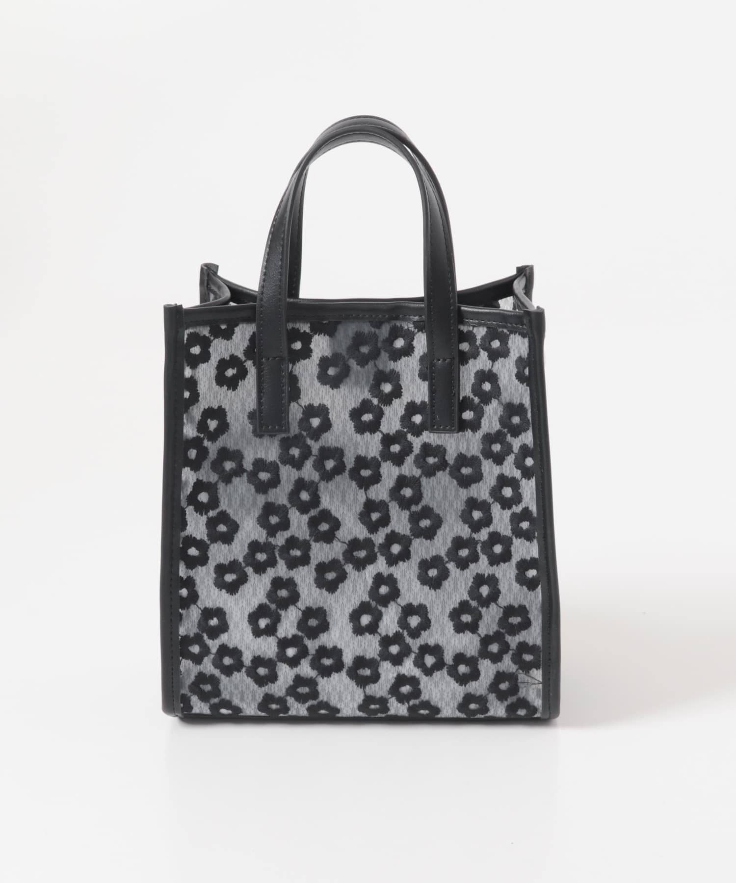 フラワーシアー2WAYハンドバッグ BLACK One