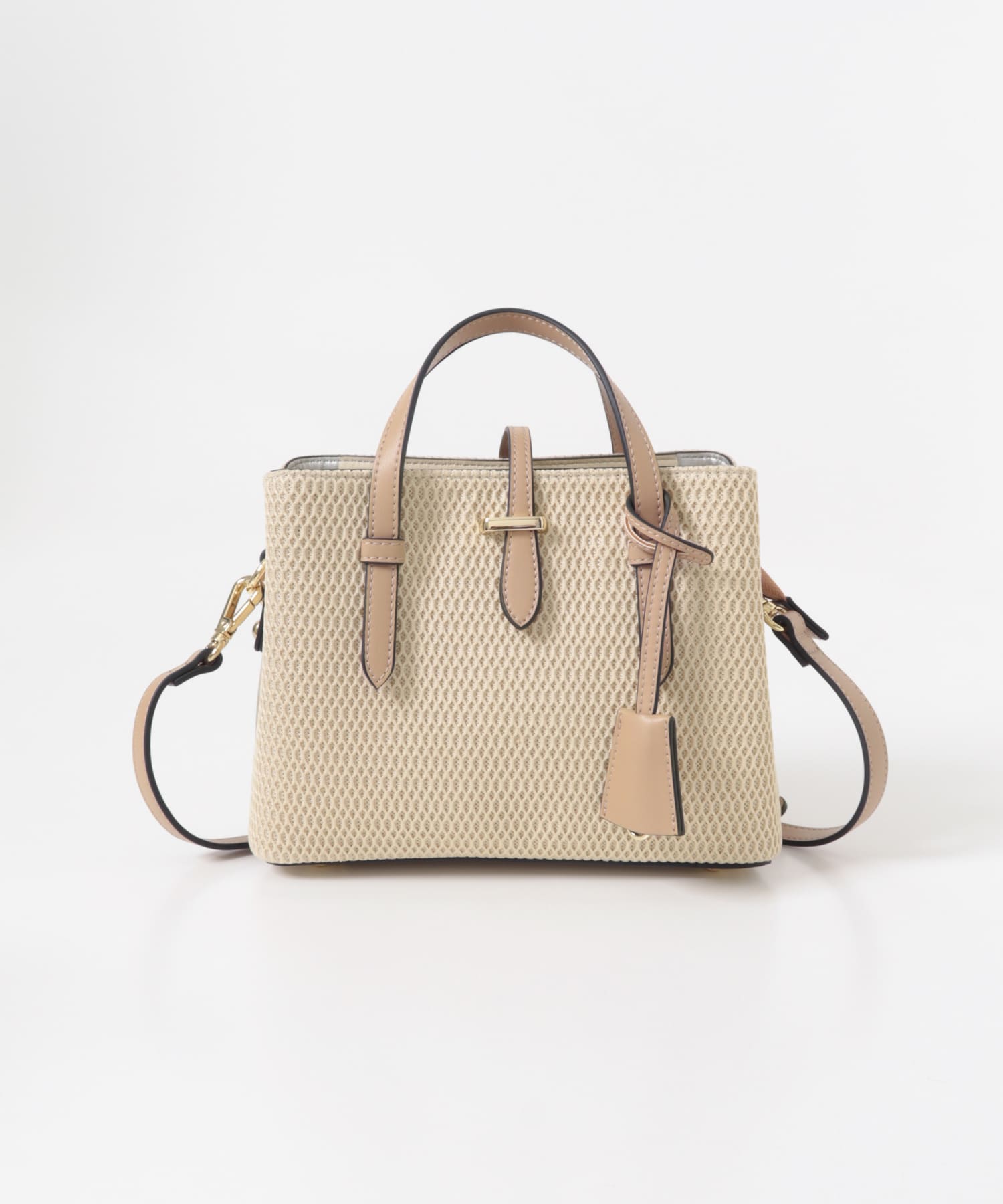 『Sサイズ』チャーム付メッシュミニバッグ BEGxTAUPE One