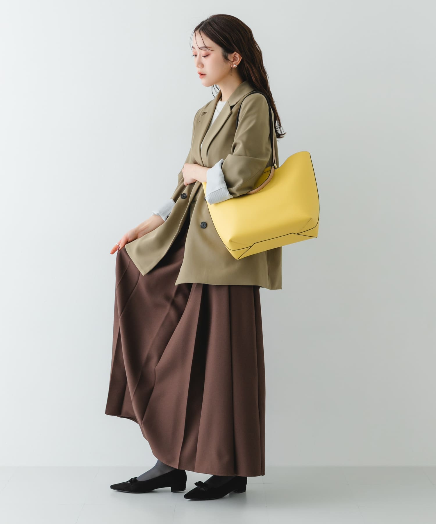 2ハンドルデザイントートバッグ YELLLOW One