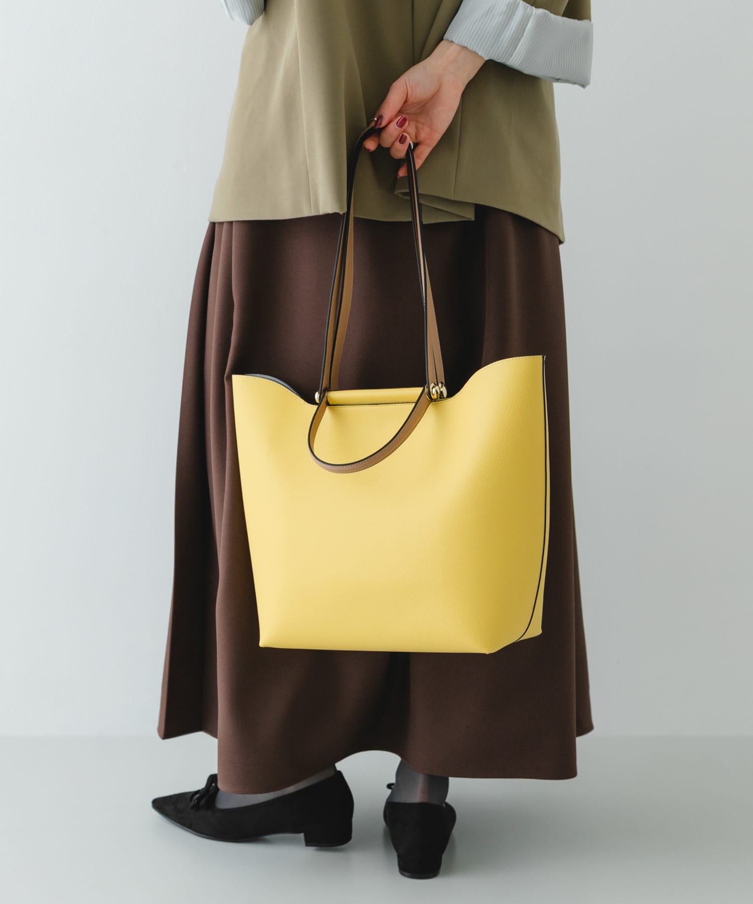 2ハンドルデザイントートバッグ YELLLOW One