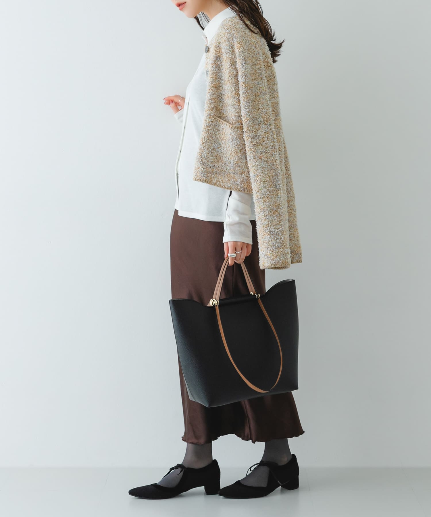 2ハンドルデザイントートバッグ BLACK One