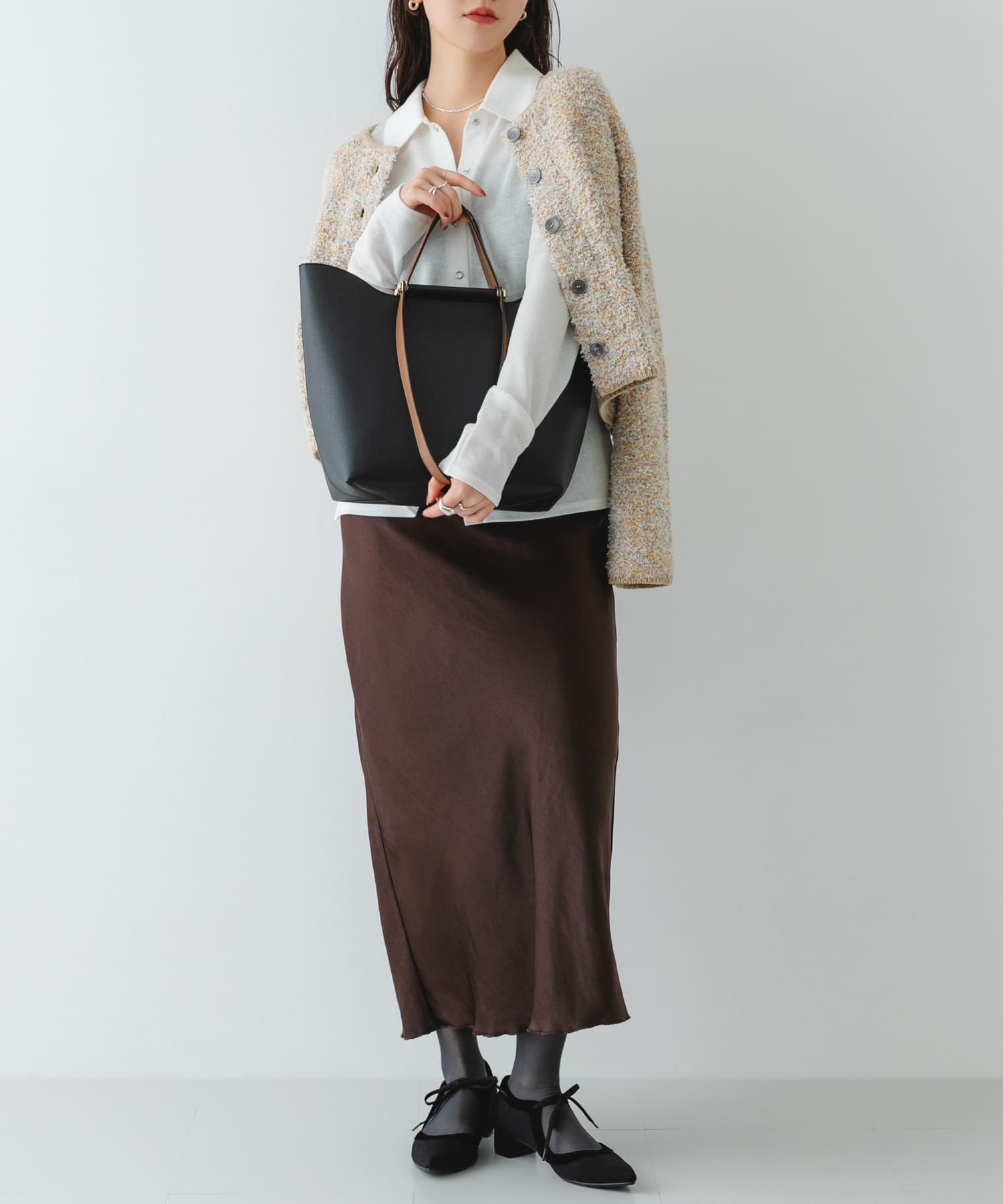 2ハンドルデザイントートバッグ BLACK One