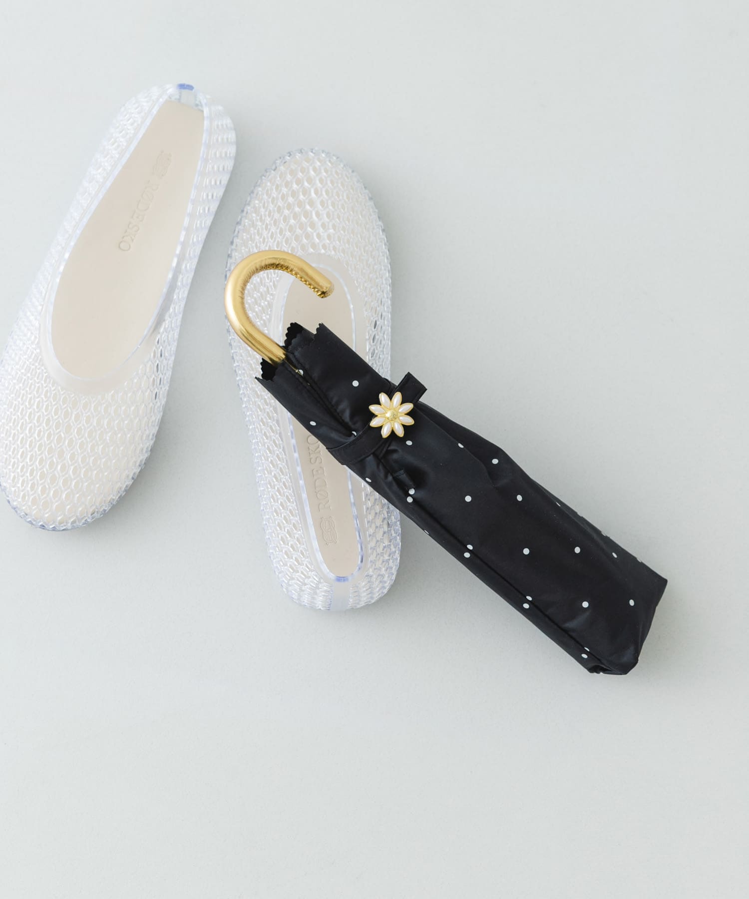 Wpc.　レースカットドット日傘 BLACK One