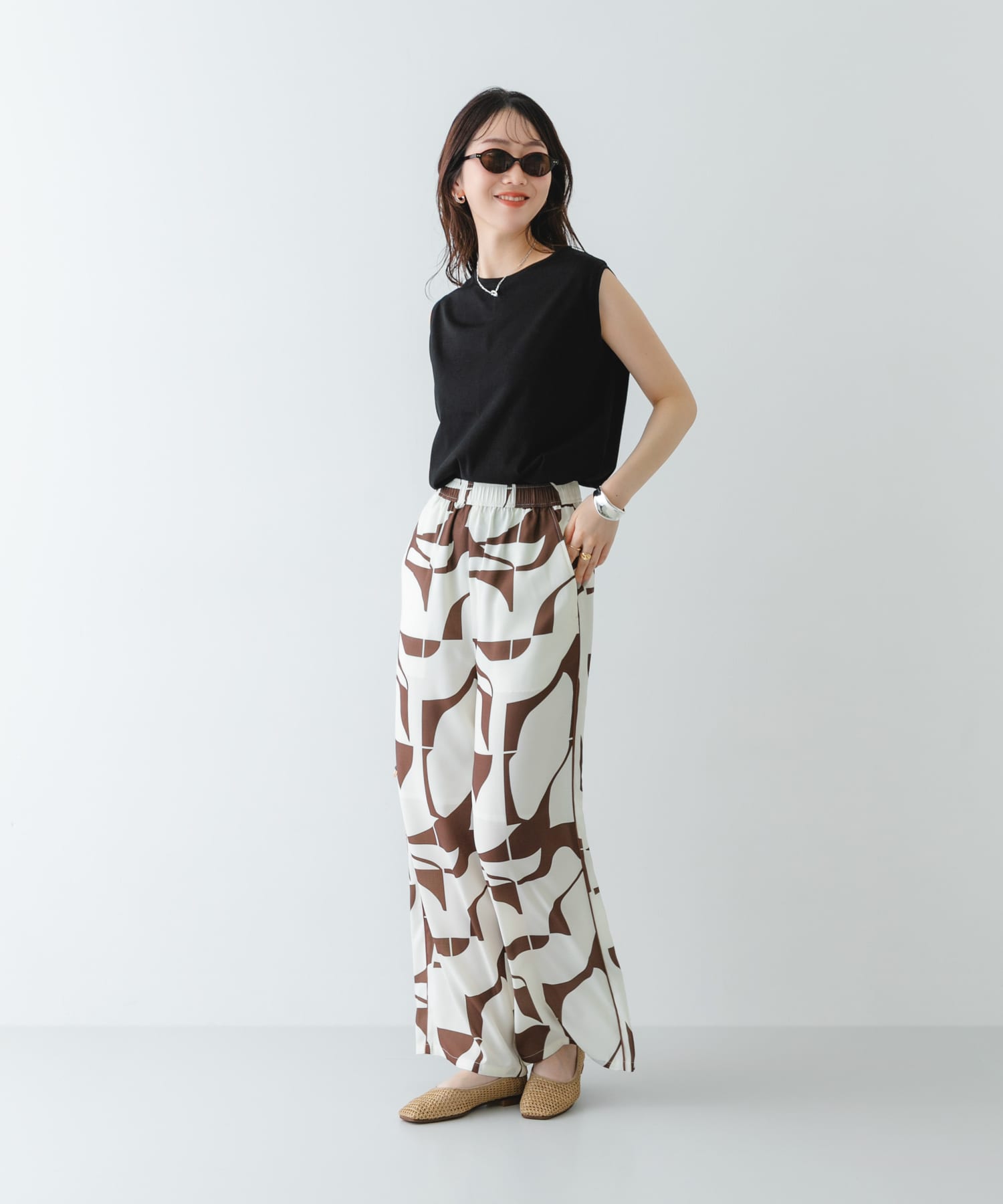 『MADE IN JAPAN』 スクエアメッシュフラットシューズ BEIGE 36