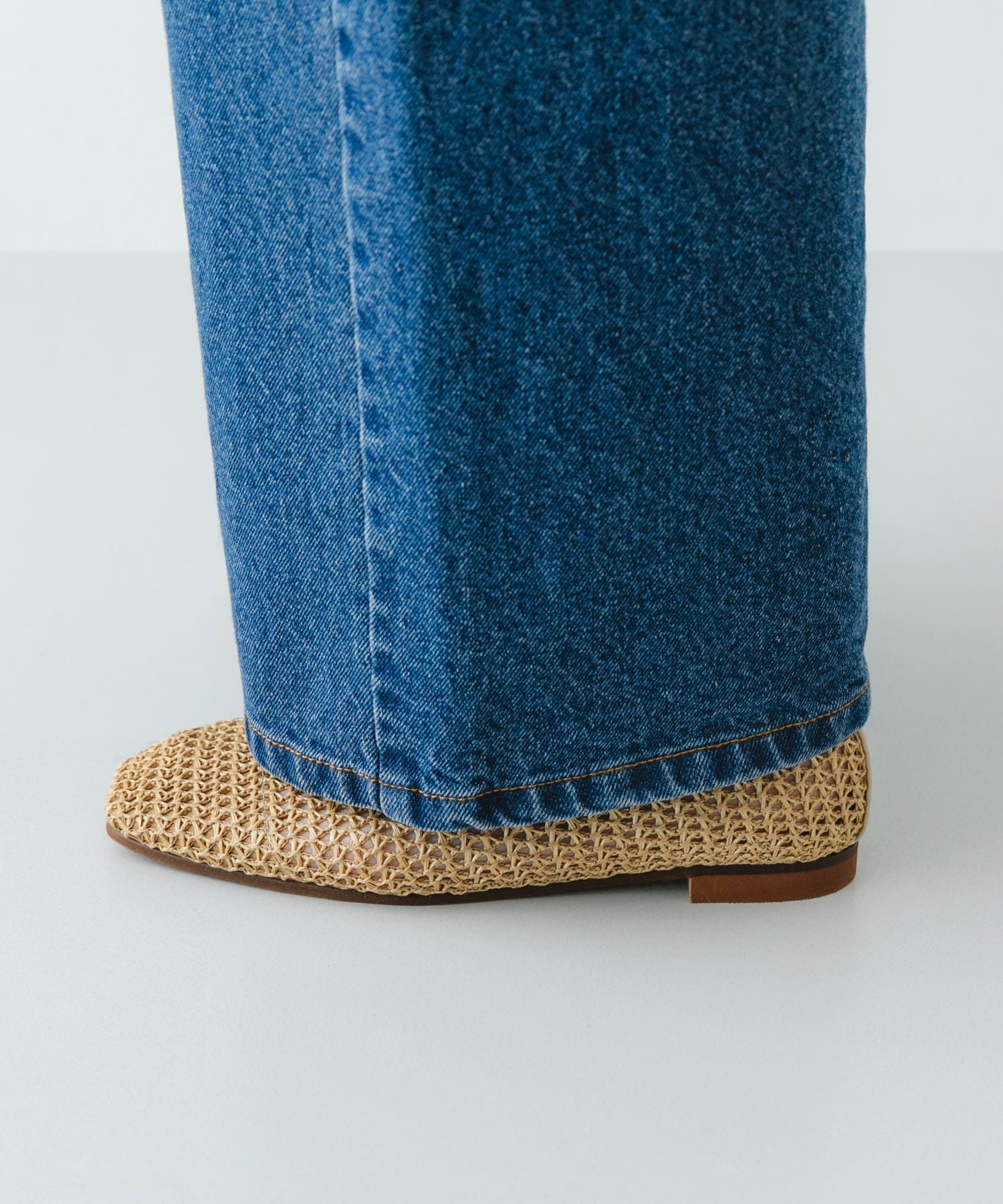 『MADE IN JAPAN』 スクエアメッシュフラットシューズ BEIGE 36