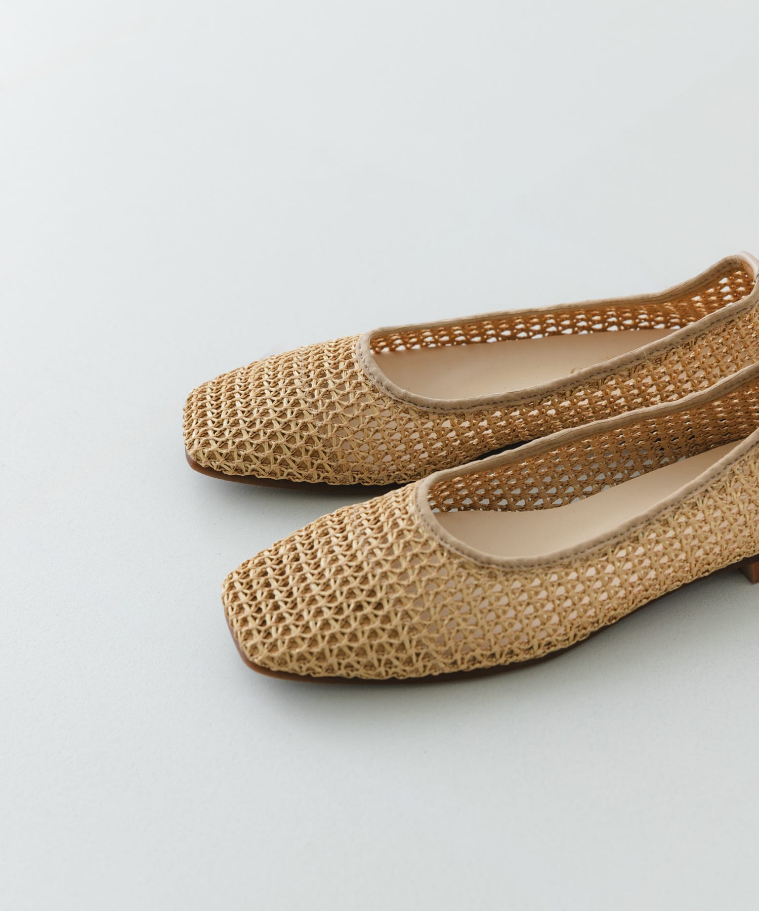 『MADE IN JAPAN』 スクエアメッシュフラットシューズ BEIGE 36
