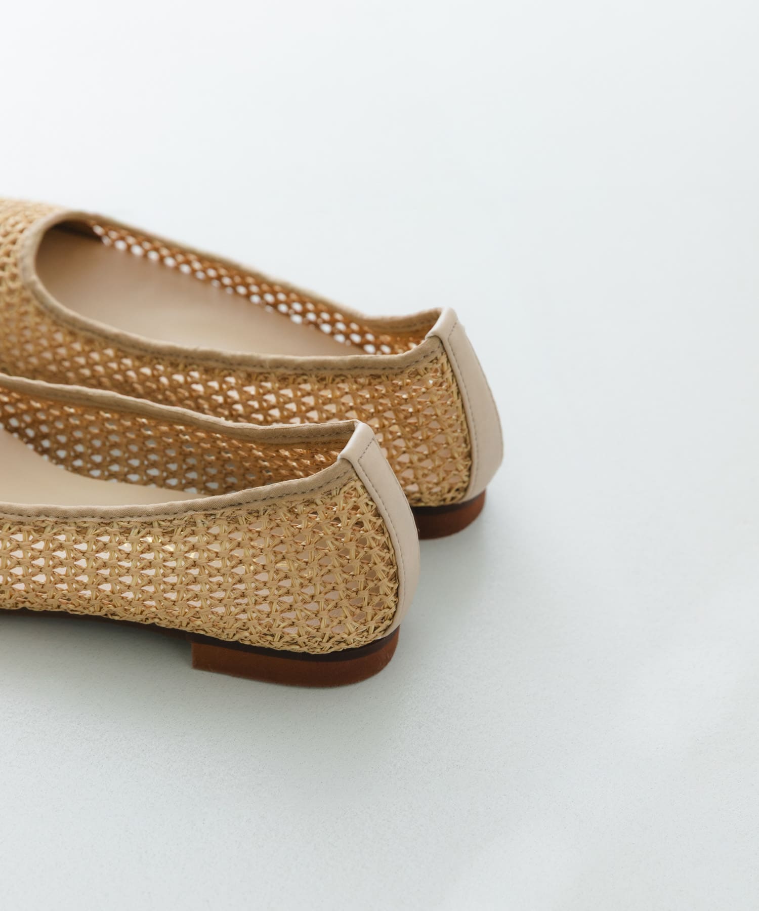 『MADE IN JAPAN』 スクエアメッシュフラットシューズ BEIGE 36