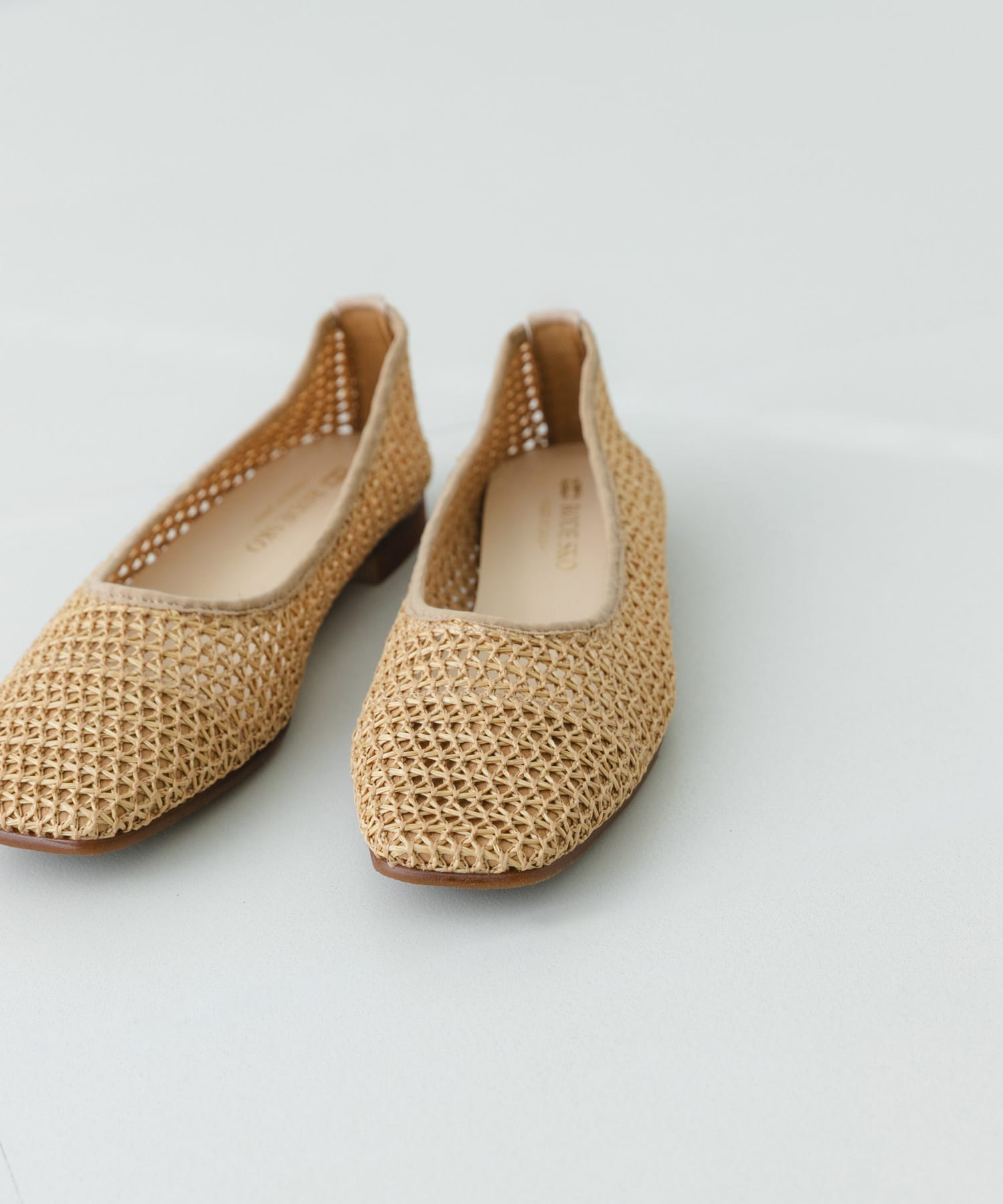 『MADE IN JAPAN』 スクエアメッシュフラットシューズ BEIGE 36