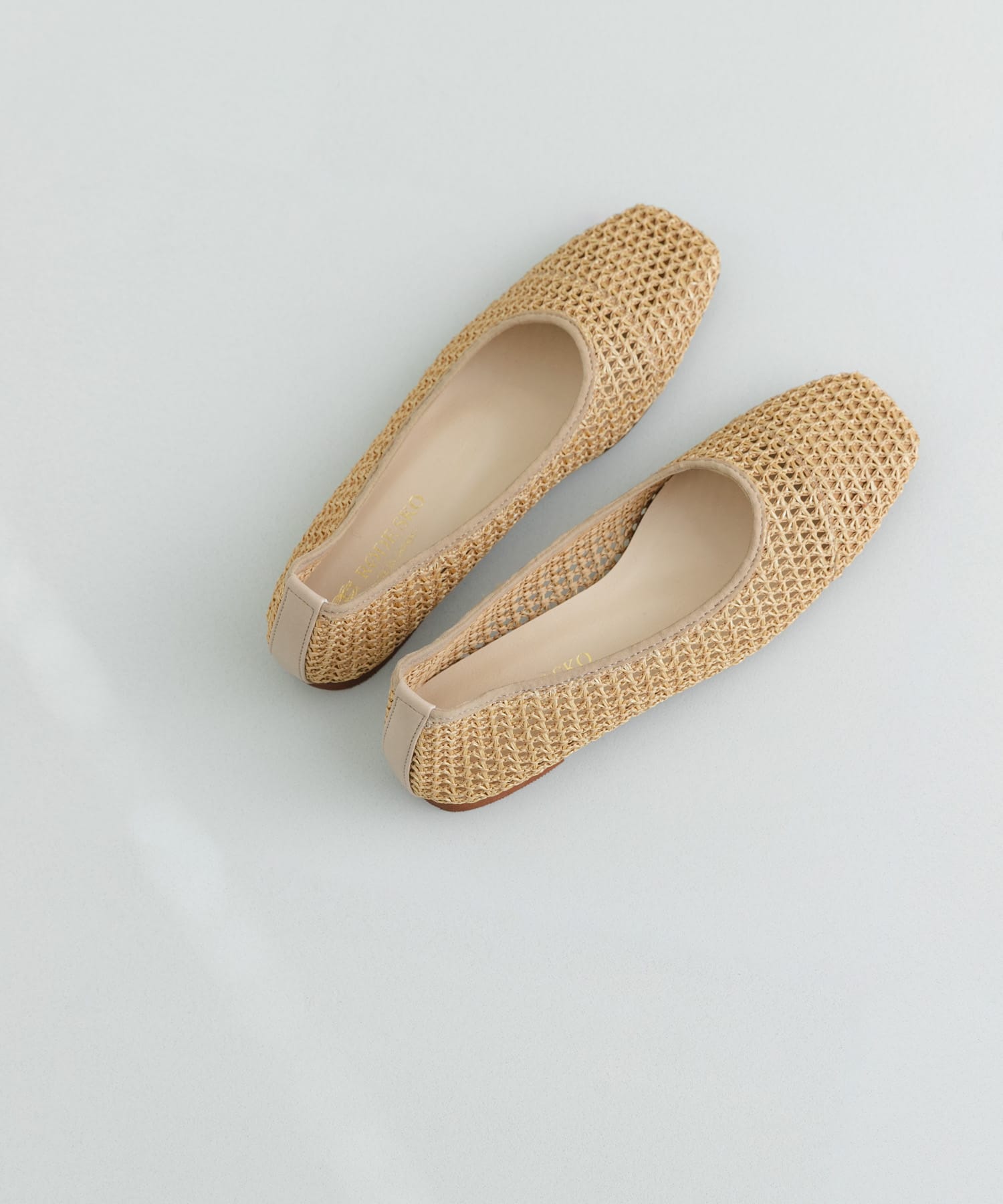 『MADE IN JAPAN』 スクエアメッシュフラットシューズ BEIGE 36