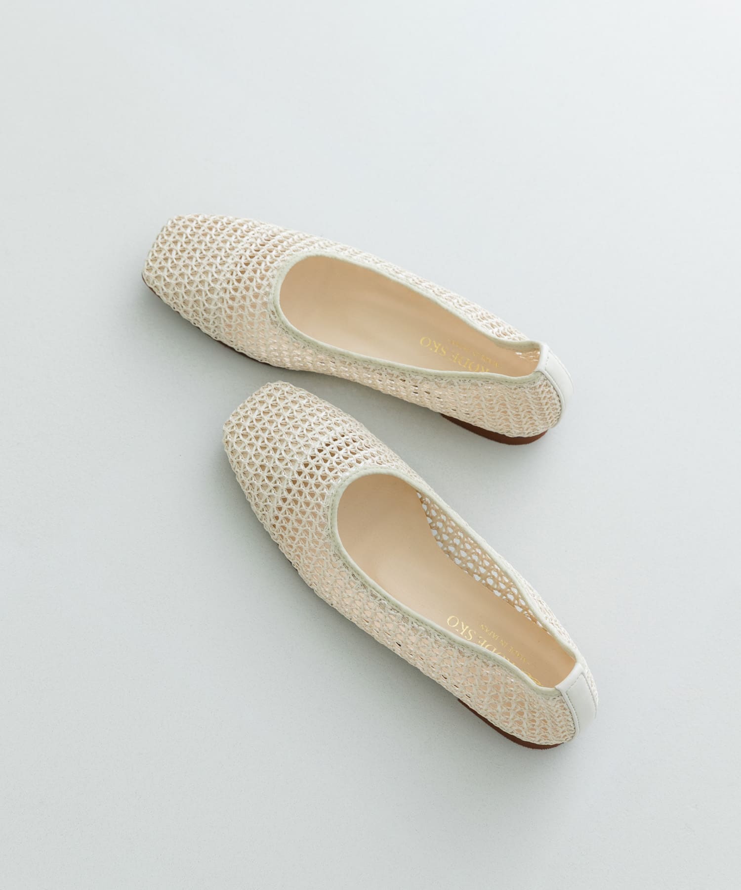 『MADE IN JAPAN』 スクエアメッシュフラットシューズ IVORY 36
