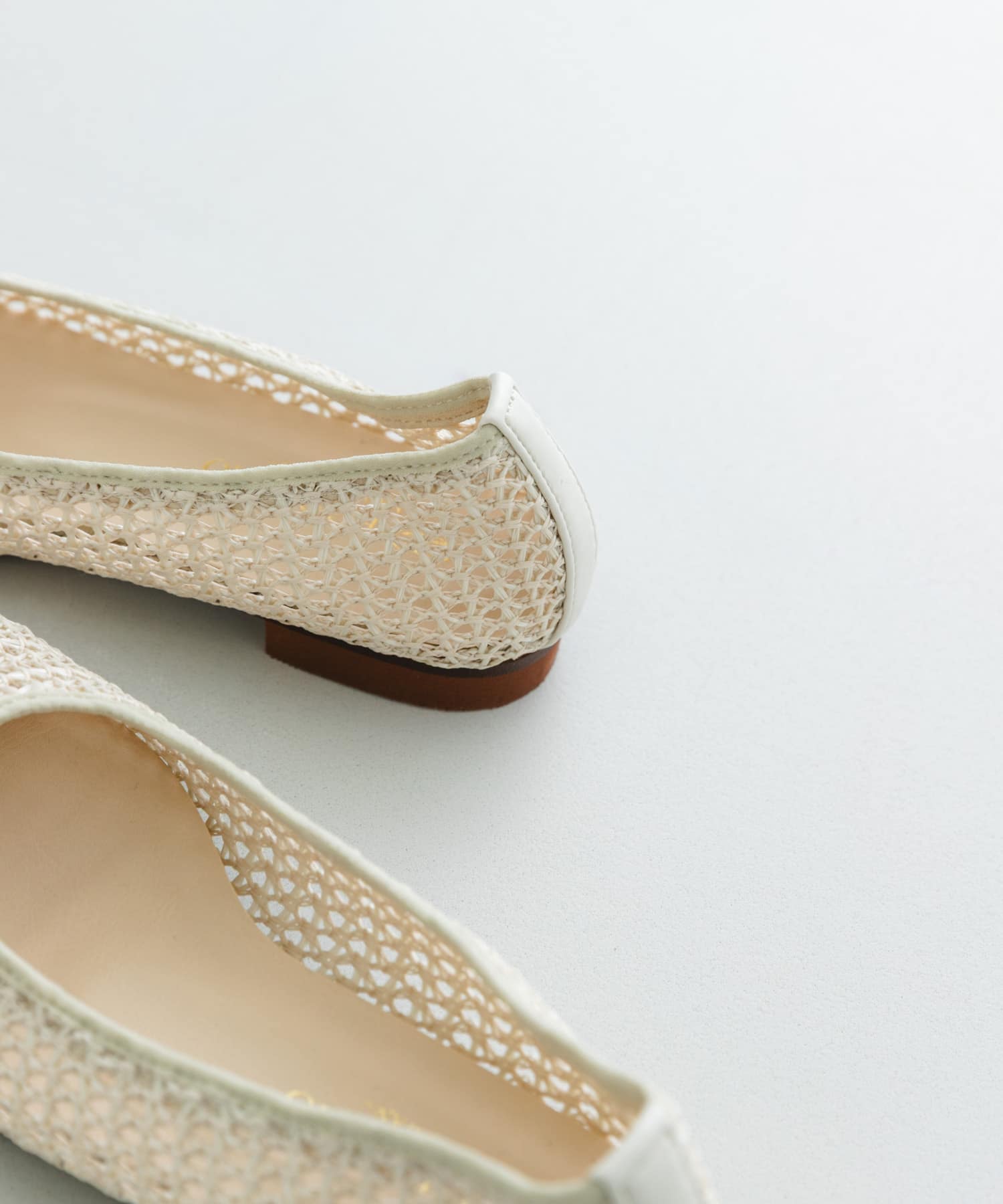 『MADE IN JAPAN』 スクエアメッシュフラットシューズ IVORY 36