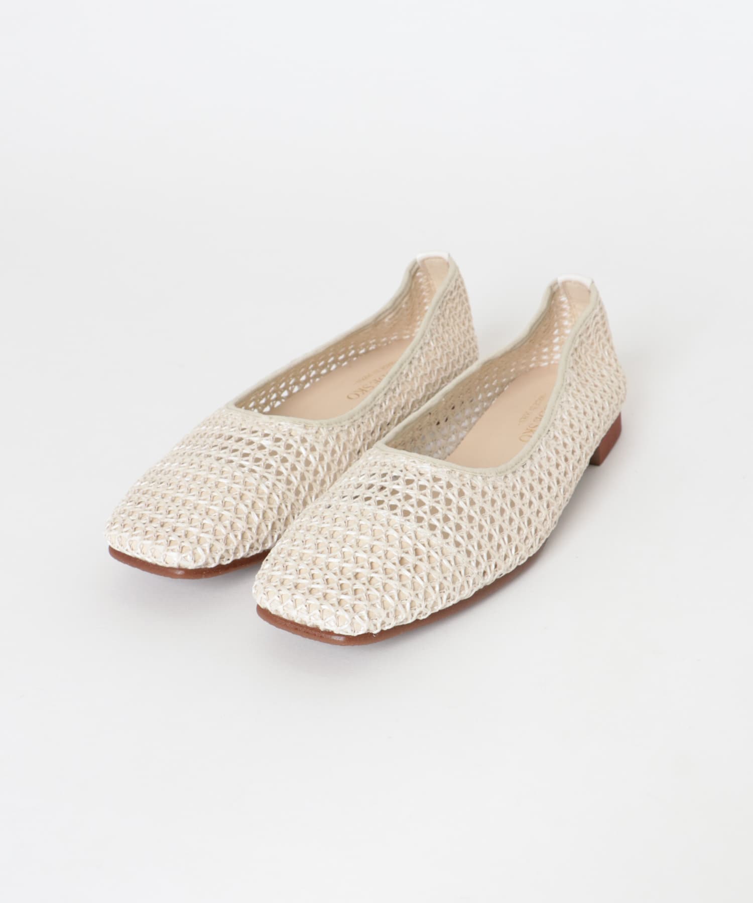 『MADE IN JAPAN』 スクエアメッシュフラットシューズ IVORY 36
