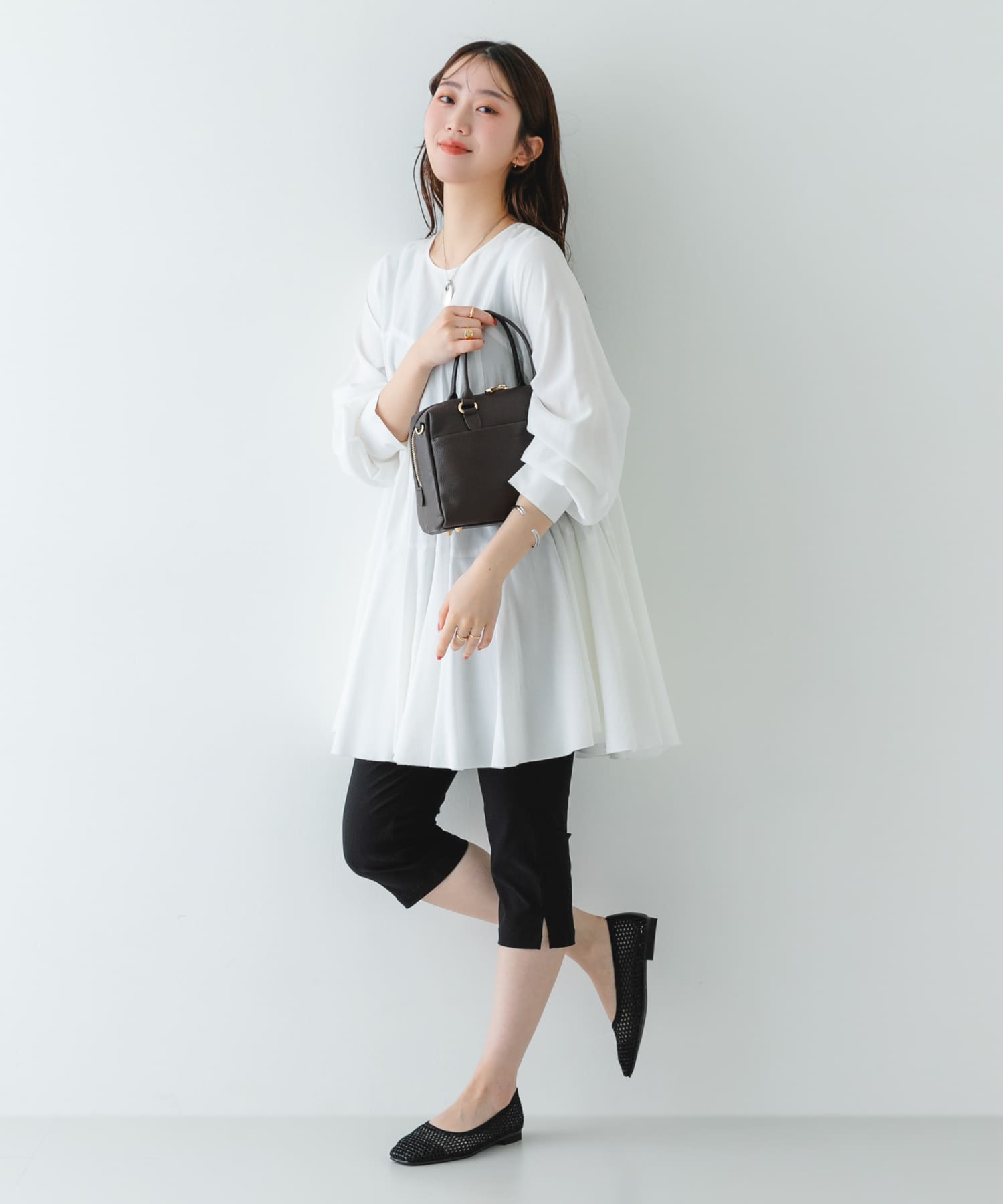 『MADE IN JAPAN』 スクエアメッシュフラットシューズ BLACK 36