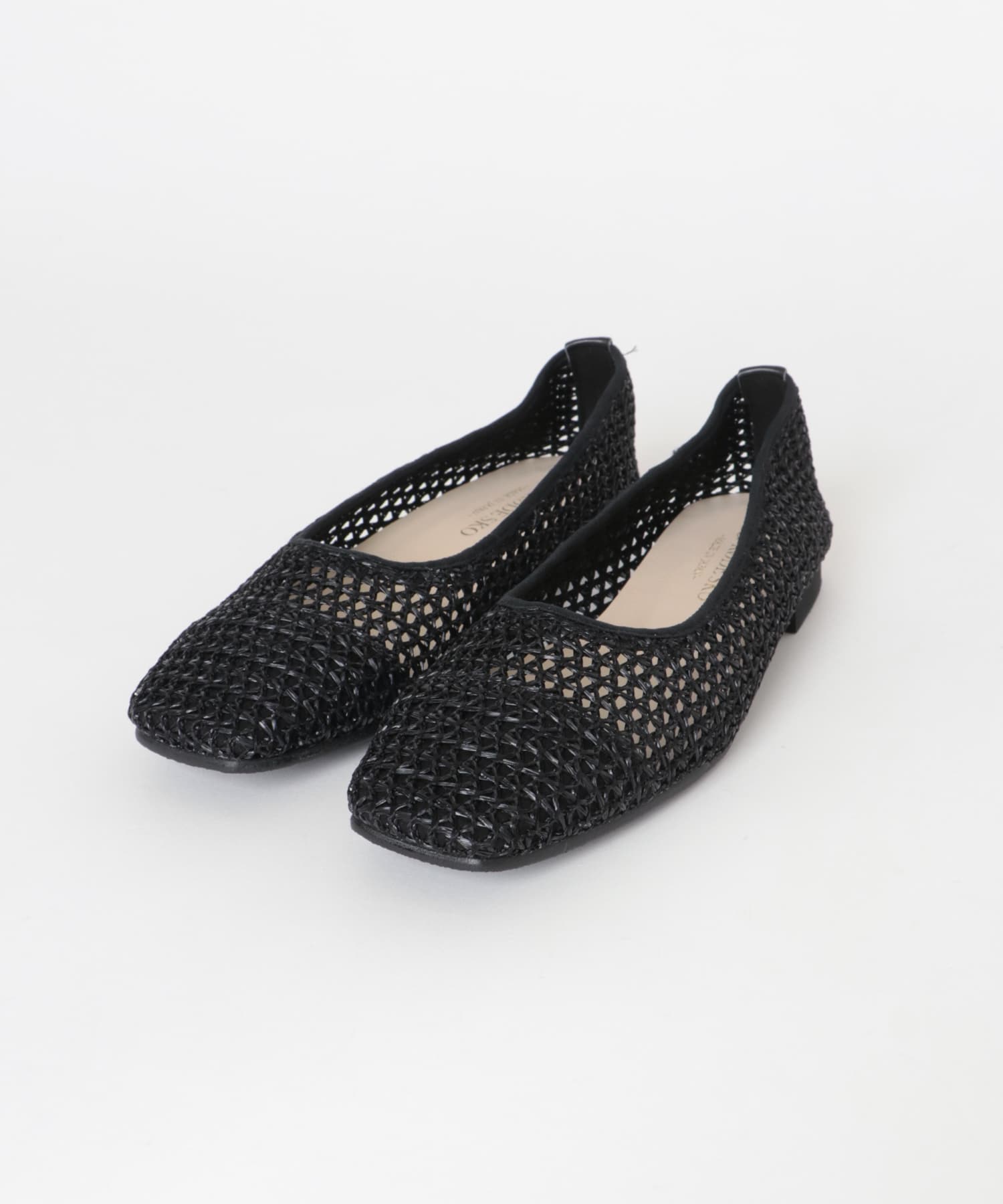 『MADE IN JAPAN』 スクエアメッシュフラットシューズ BLACK 36