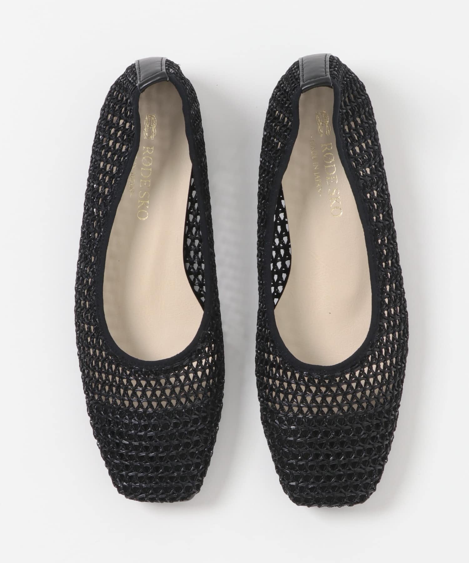 『MADE IN JAPAN』 スクエアメッシュフラットシューズ BLACK 36