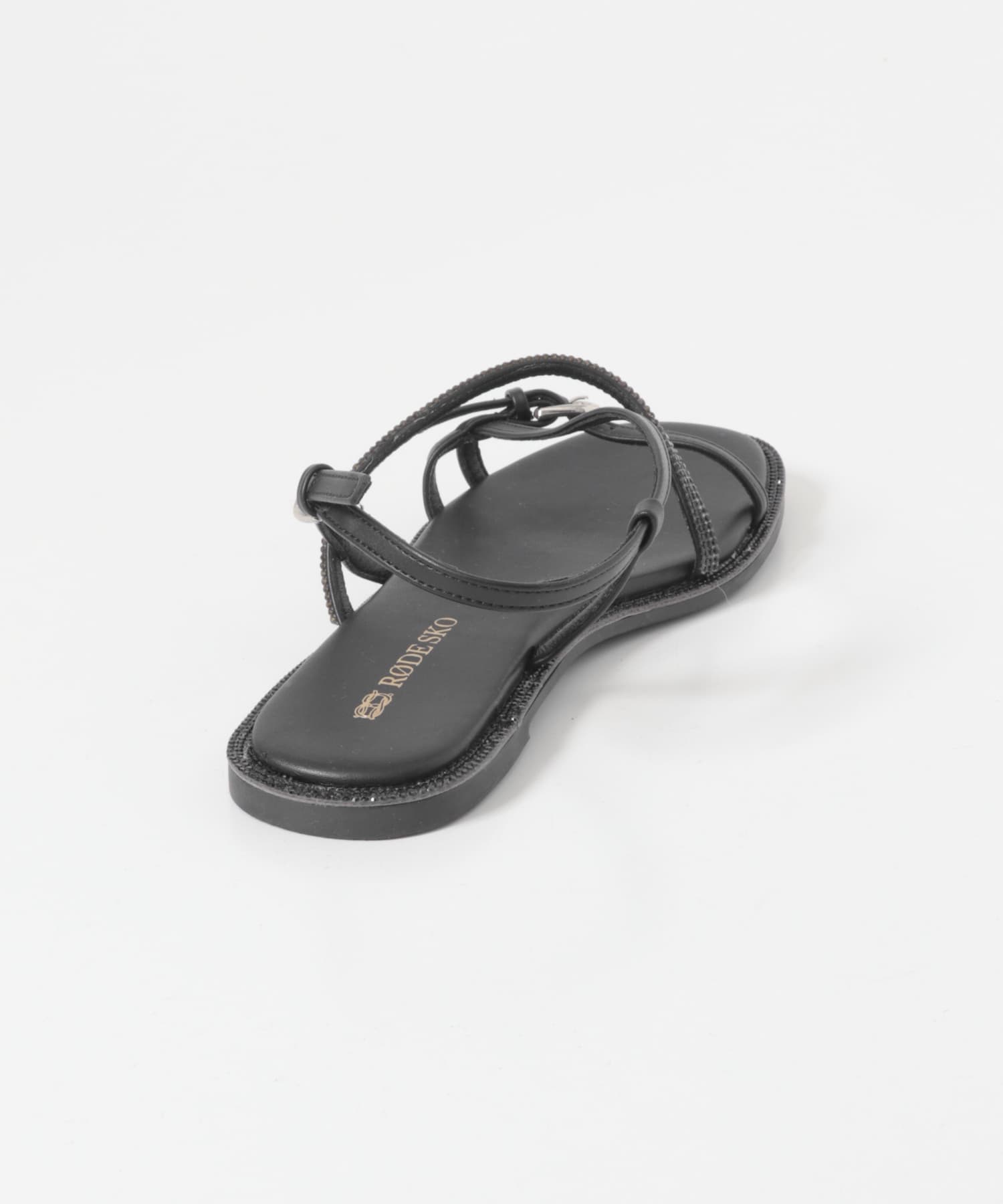 ラインストーンストラップサンダル BLACK 36