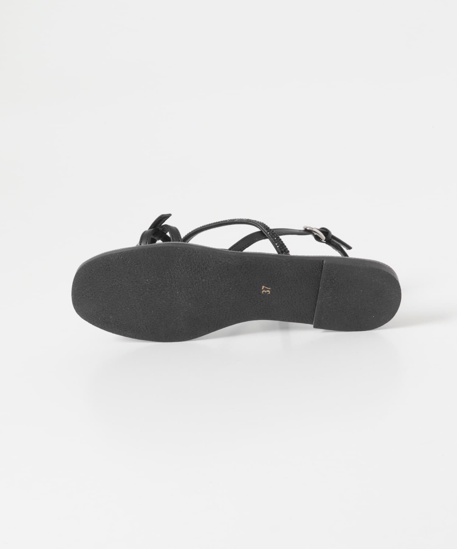ラインストーンストラップサンダル BLACK 36
