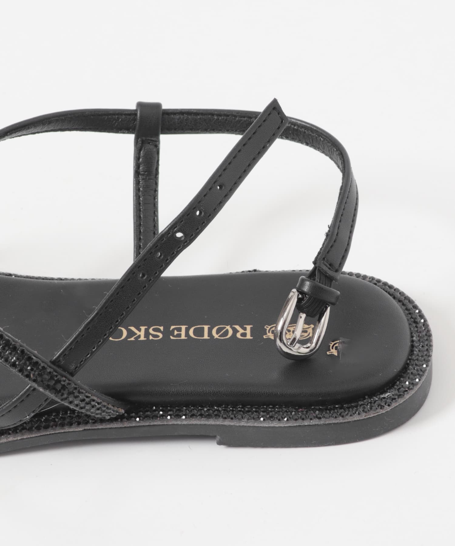 ラインストーンストラップサンダル BLACK 36