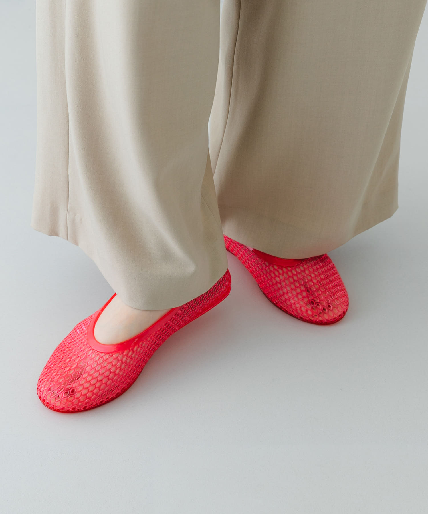 クリアカラーフラットシューズ RED 36