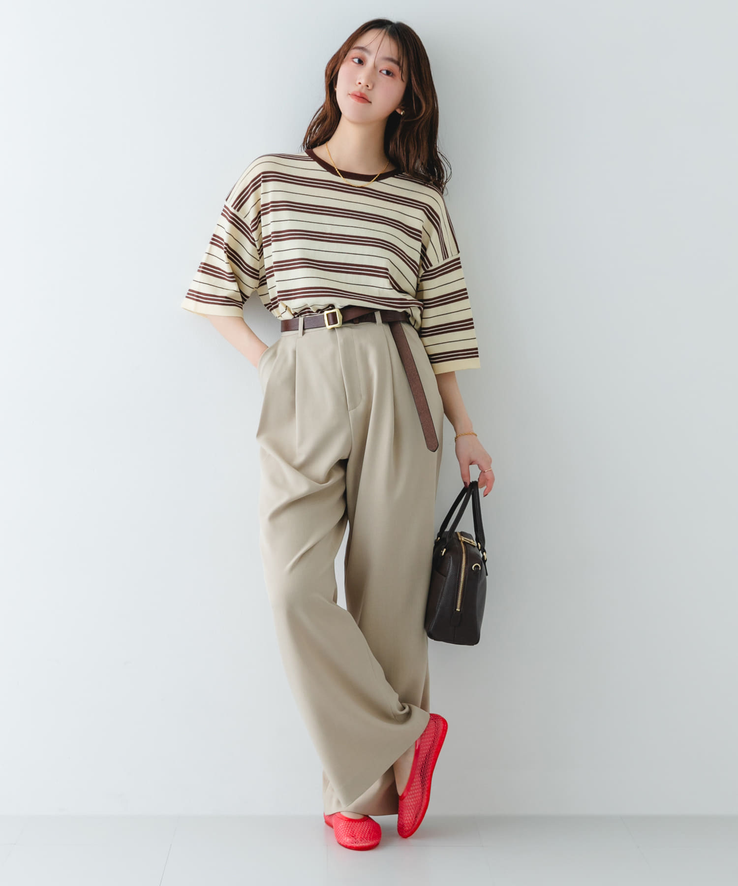 クリアカラーフラットシューズ RED 36