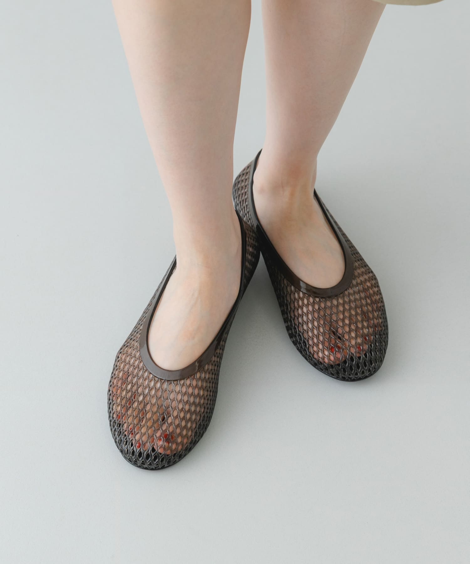 クリアカラーフラットシューズ BLACK 36